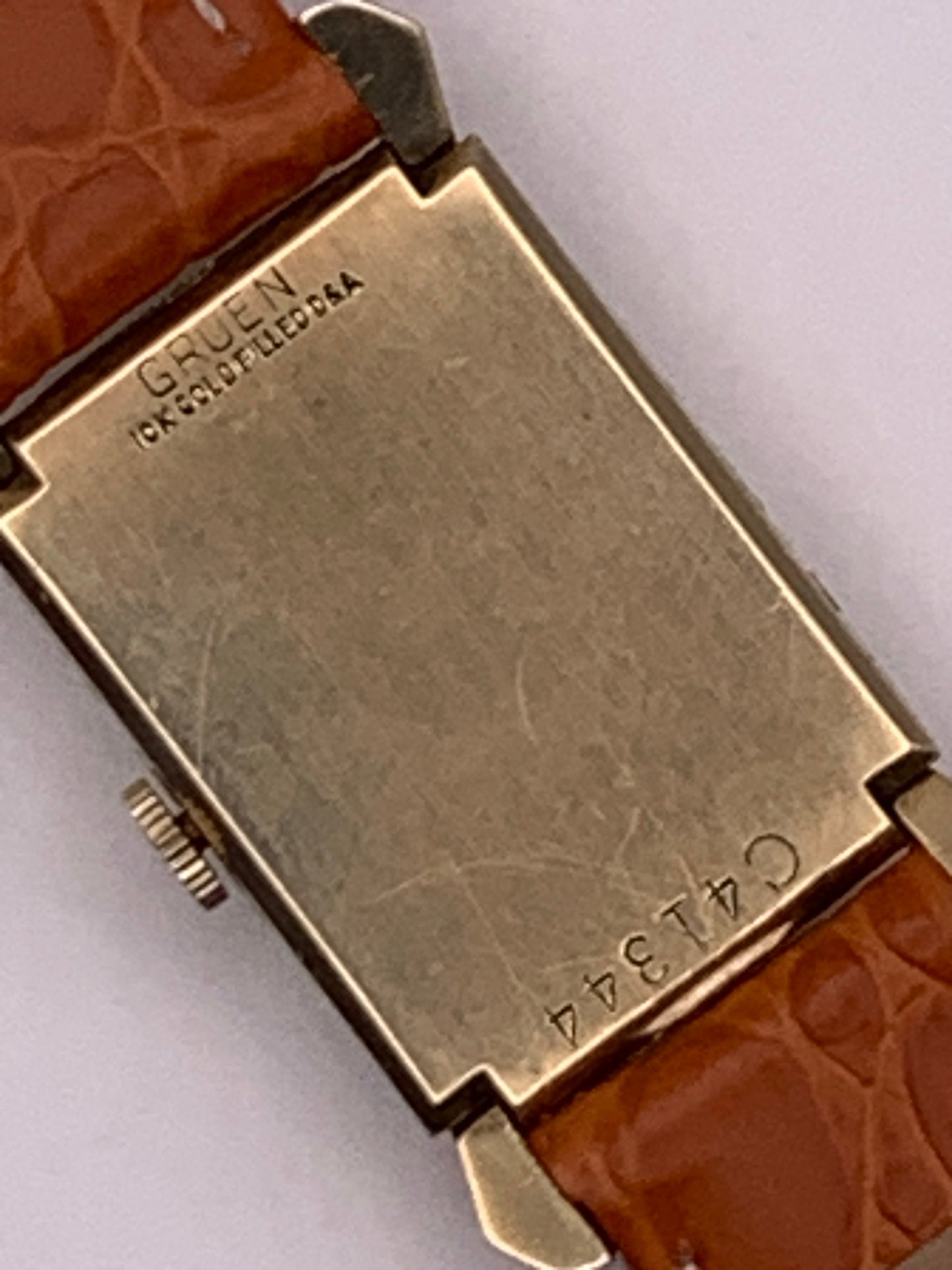Gruen Precision 335, circa 1950, wrist watch repair. New balance staff and mainspring. 20mm wide. 34mm lug to lug.