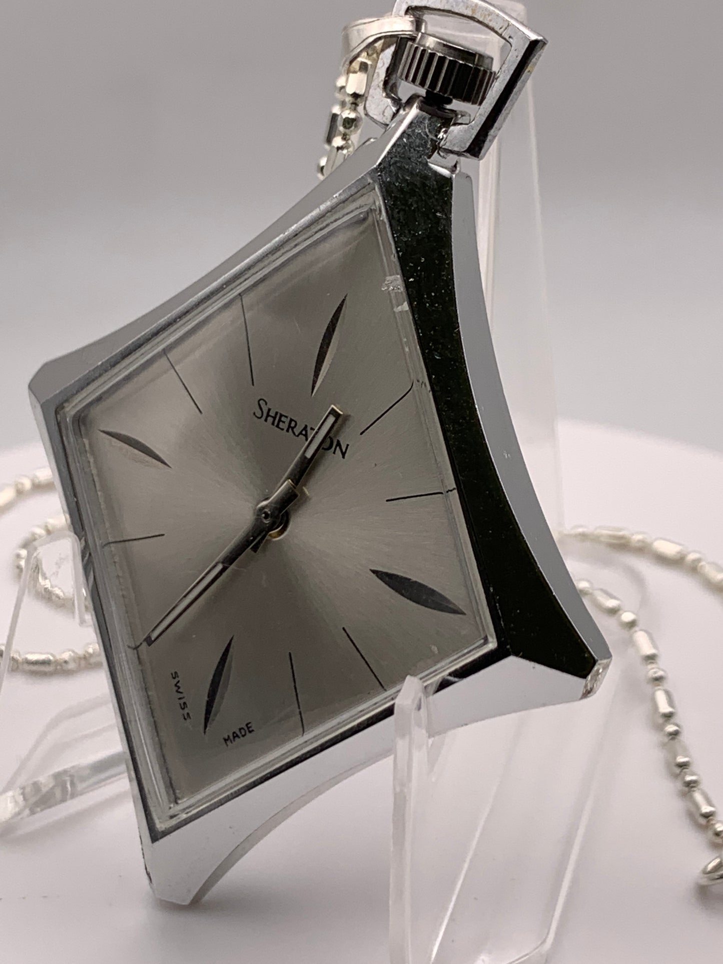 In The Rough. Necklace watch. Domed acrylic crystal. Miyota Super 2035 quartz movement.