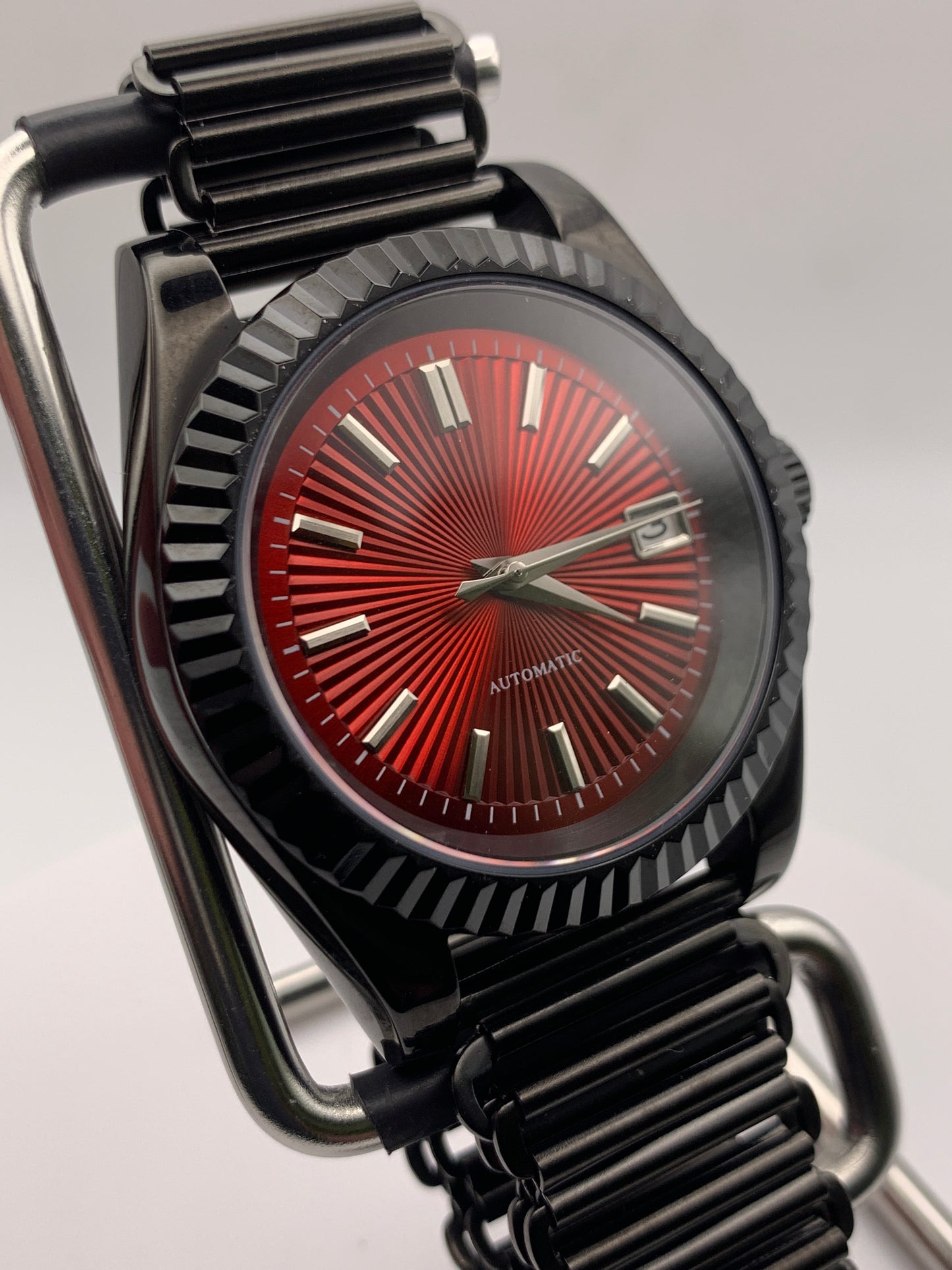 Red Shift. Client custom. 39mm PVD stainless steel case. Sapphire crystal. Seiko NH38.