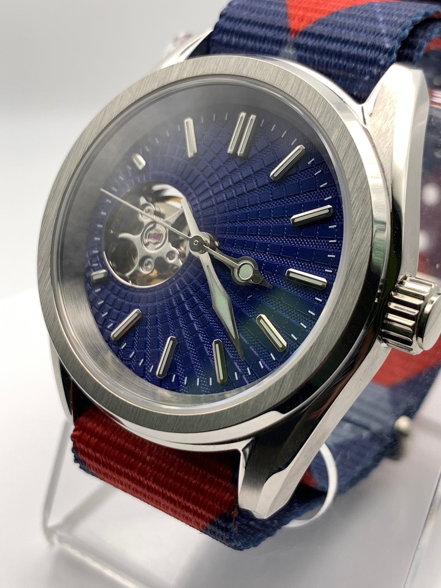 Blue Shift.  38mm Stainless steel. Sapphire crystal.  Seiko NH38.