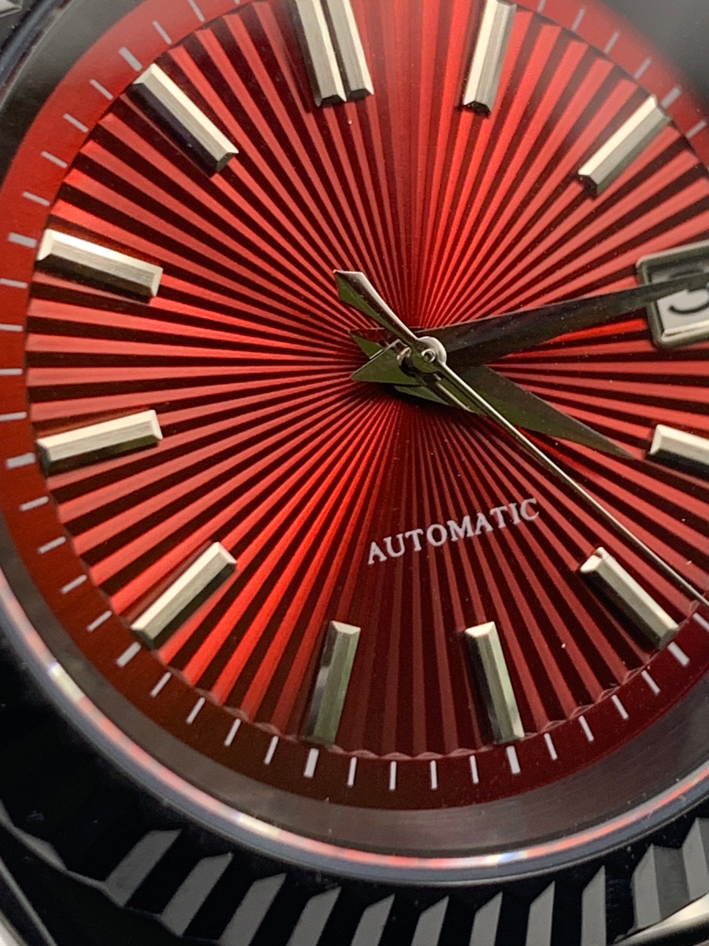 Red Shift. Client custom. 39mm PVD stainless steel case. Sapphire crystal. Seiko NH38.