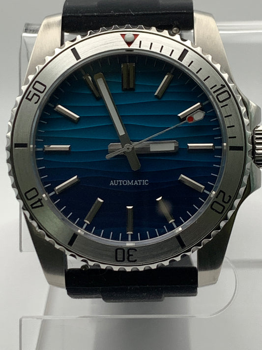 37mm Dive Watch. Blue fade wave dial.