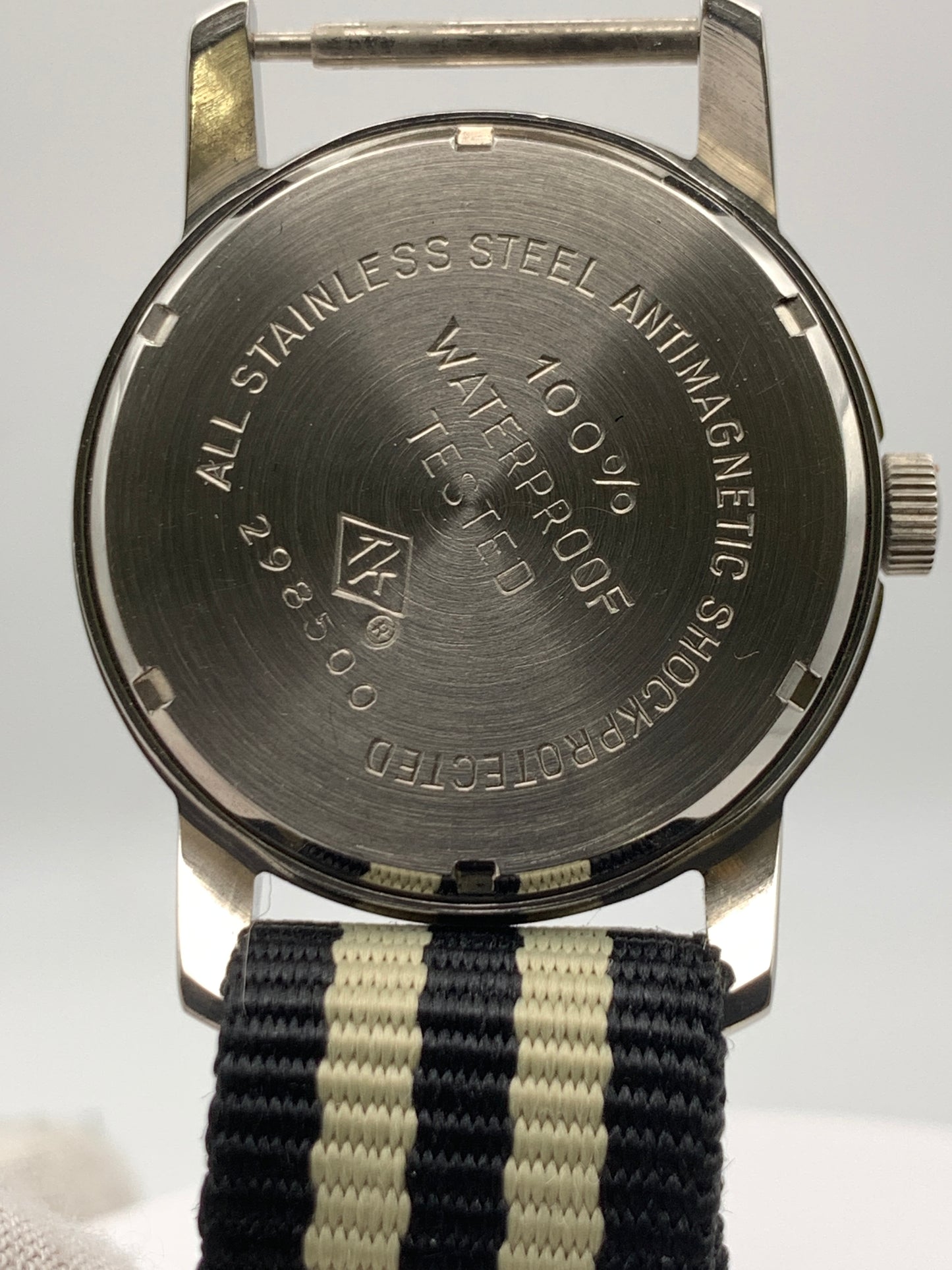 Bishop. Marriage watch. 33mm NOS stainless steel vintage case. Vintage enamel  ‘New England’ dial. Miyota 2036 quartz movement.