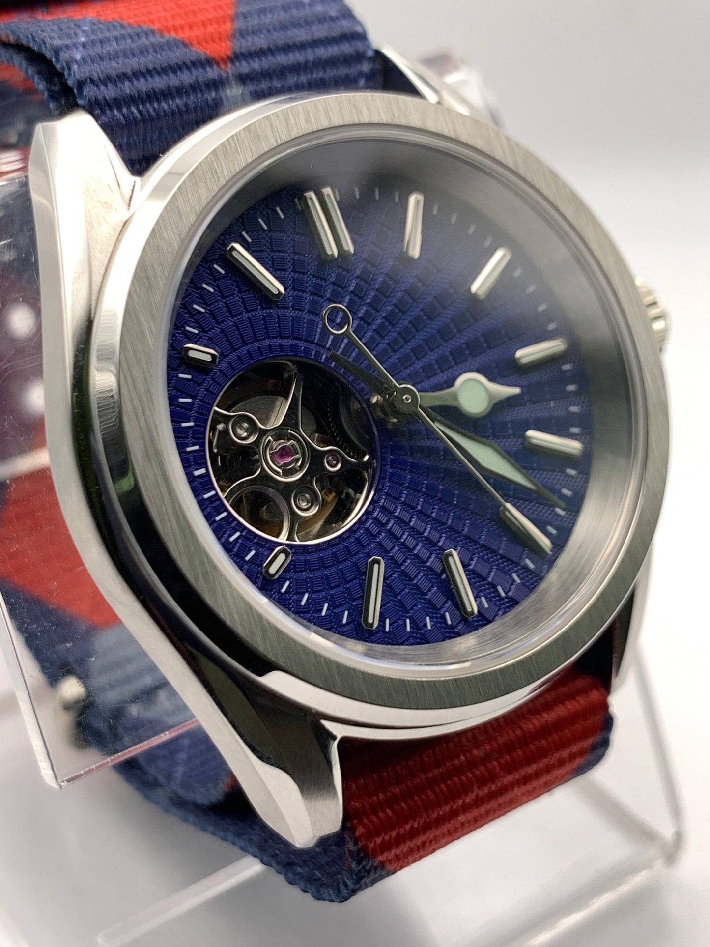 Blue Shift.  38mm Stainless steel. Sapphire crystal.  Seiko NH38.