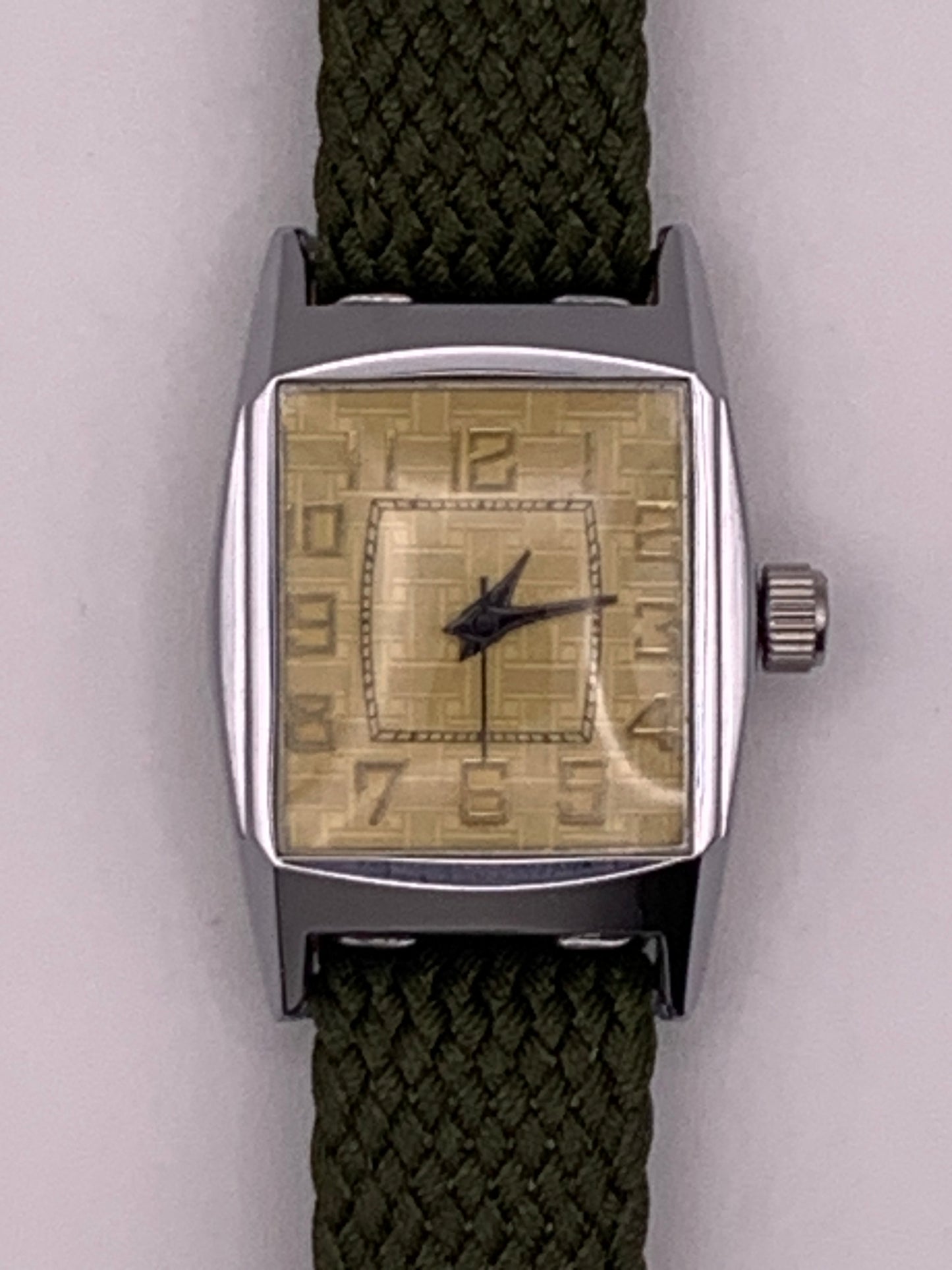 Feather 1.3 - Vintage 25mm plated brass 2 piece case.  38mm lug to lug. 16mm lug width. 8.5mm thick. Acrylic crystal. Miyota Super 2035 movement.