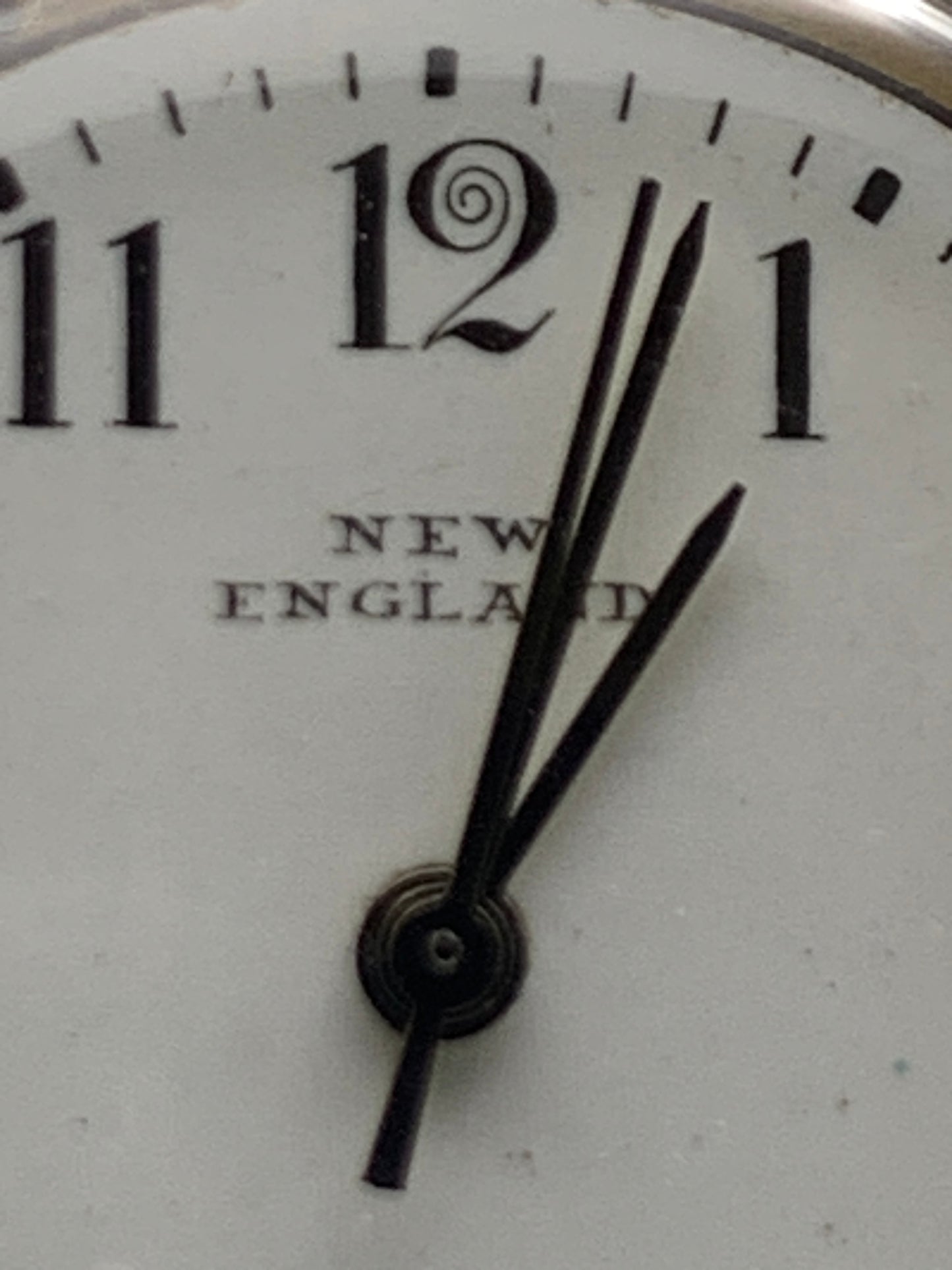 Bishop. Marriage watch. 33mm NOS stainless steel vintage case. Vintage enamel  ‘New England’ dial. Miyota 2036 quartz movement.