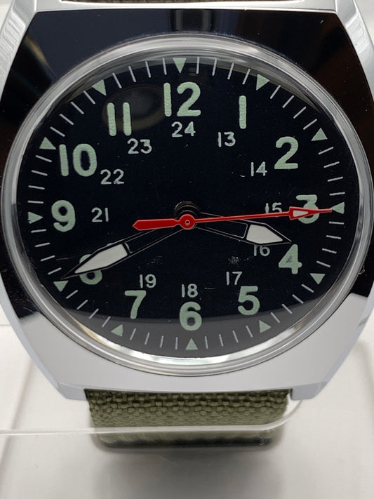 Neo Vintage 36mm field watch. NOS Gruen case. Miyota 2039 quartz.