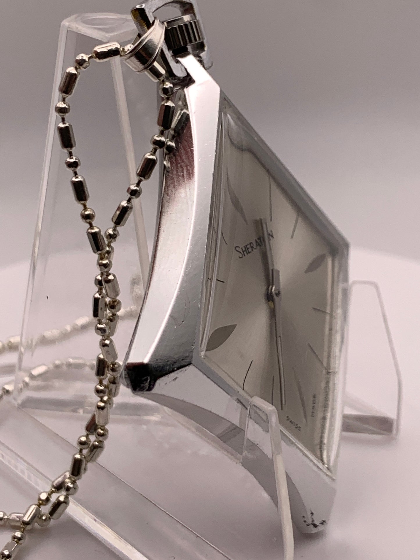 In The Rough. Necklace watch. Domed acrylic crystal. Miyota Super 2035 quartz movement.