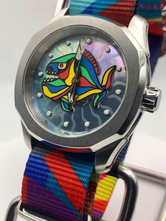 Pygocentrus. 38mm Stainless steel. Sapphire crystal. Seiko NH38.