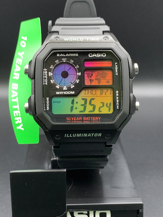 Fish and Chips. Casio AE1200 with rainbow filter and hydromod.