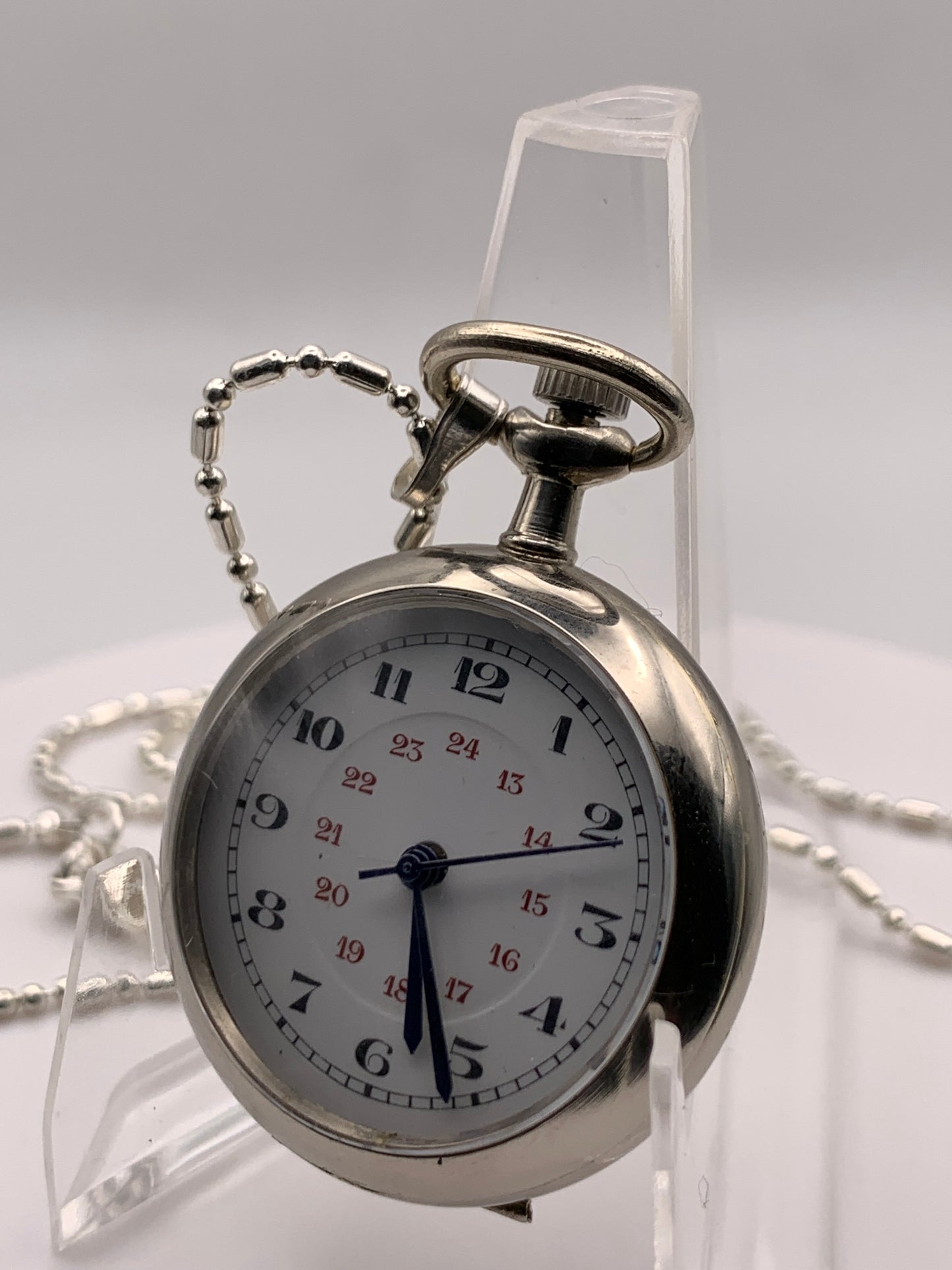 Amuse-bouche III.  Pendant / necklace watch. 30mm Argentan case. Sapphire crystal. Miyota 2036. 24” chain.