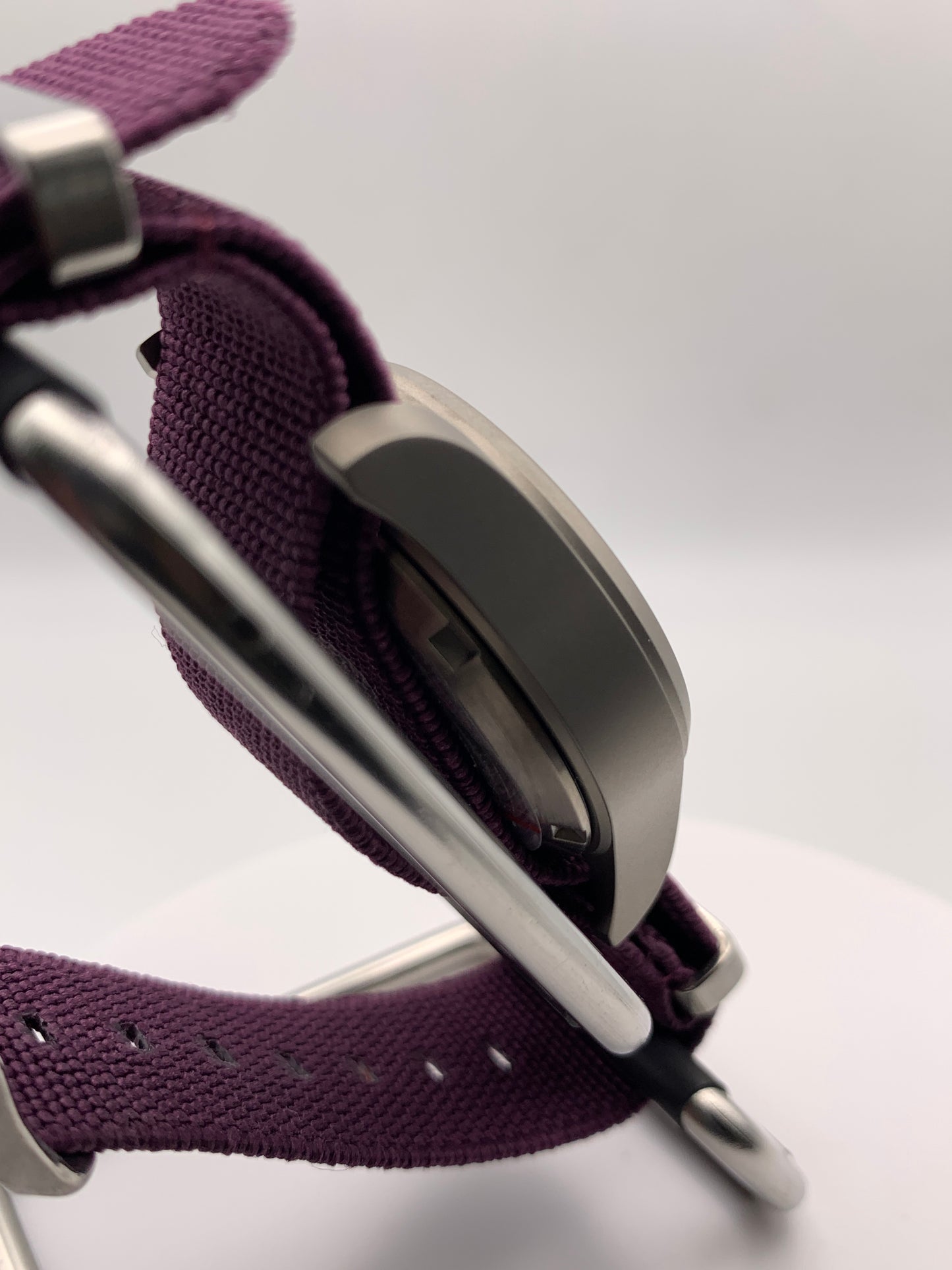Larkspur 1.1 - 36mm Titanium field watch. Purple MOP dial. Seiko NH35.