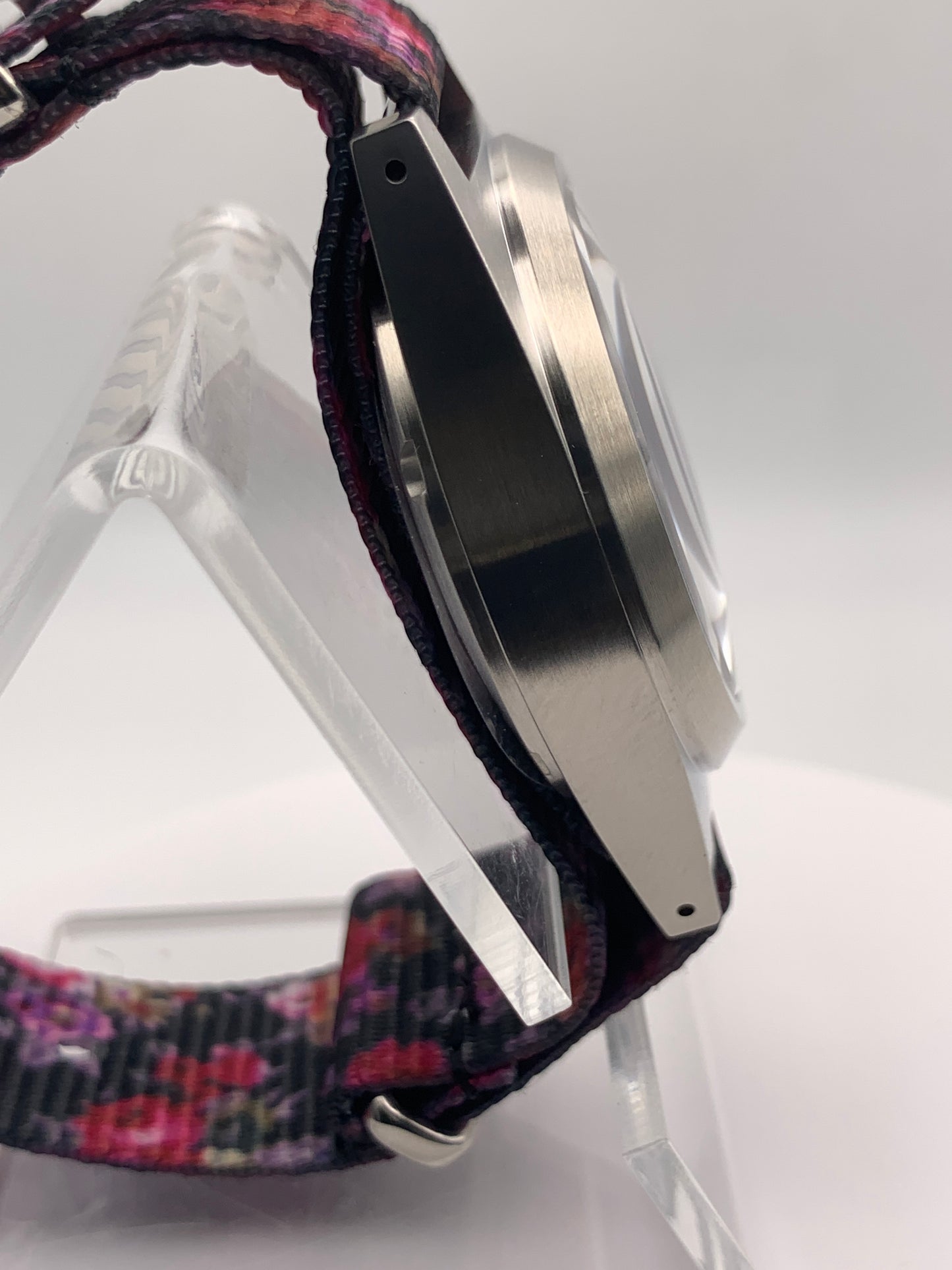 Water Garden. 38mm brushed stainless steel. Mosaic dial. Sapphire crystal with AR. Seiko NH35 automatic.