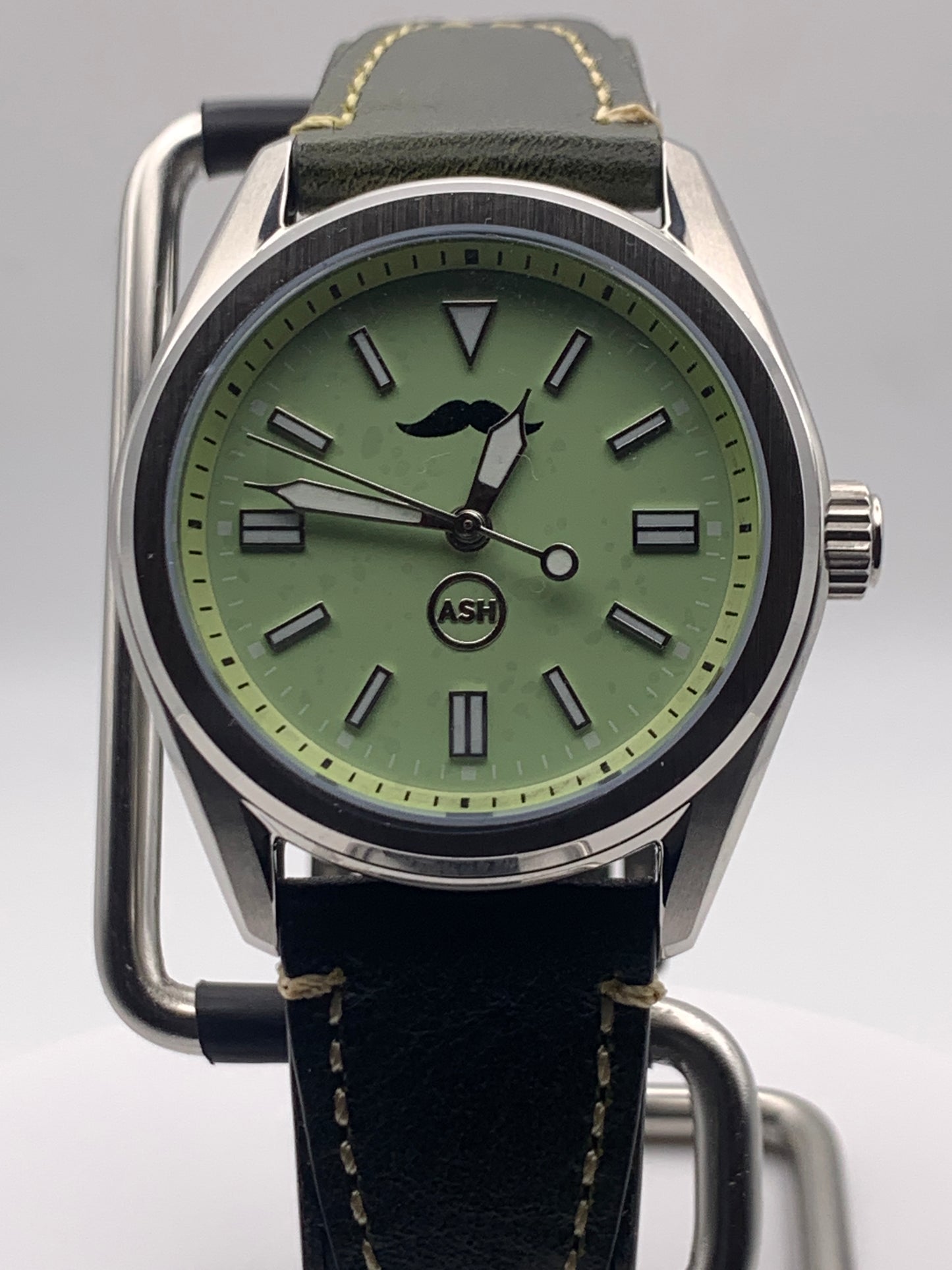 Mustachio. 38mm Stainless steel.  Sapphire crystal with AR. Seiko NH38.