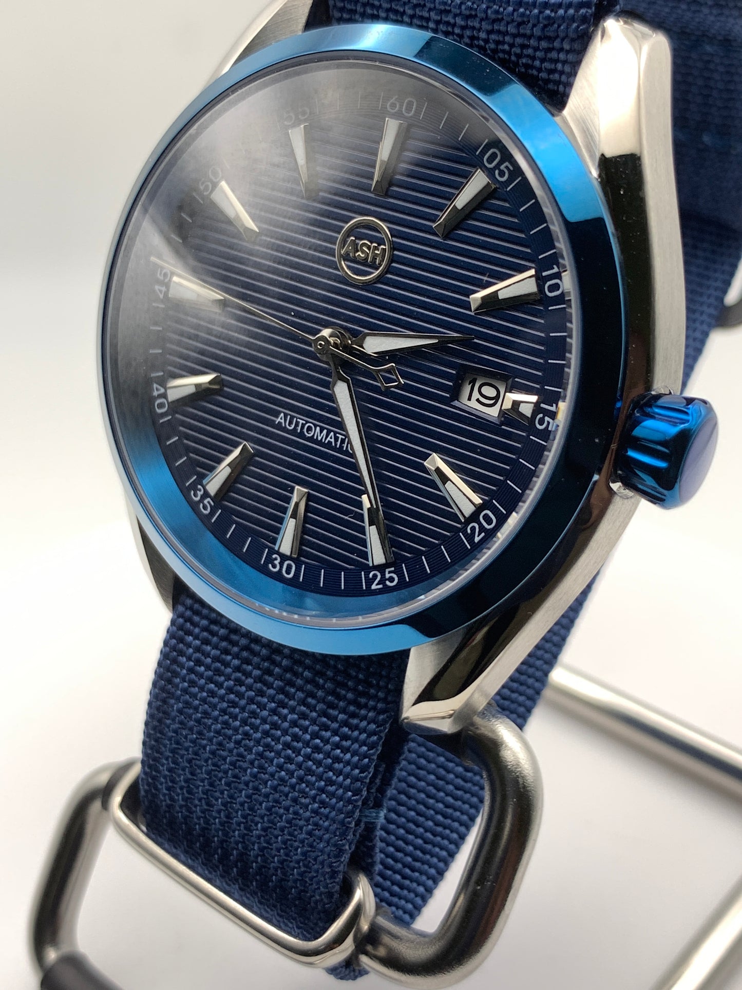Eventide. 39mm Blue and silver stainless steel. Sapphire crystal. Seiko NH35.