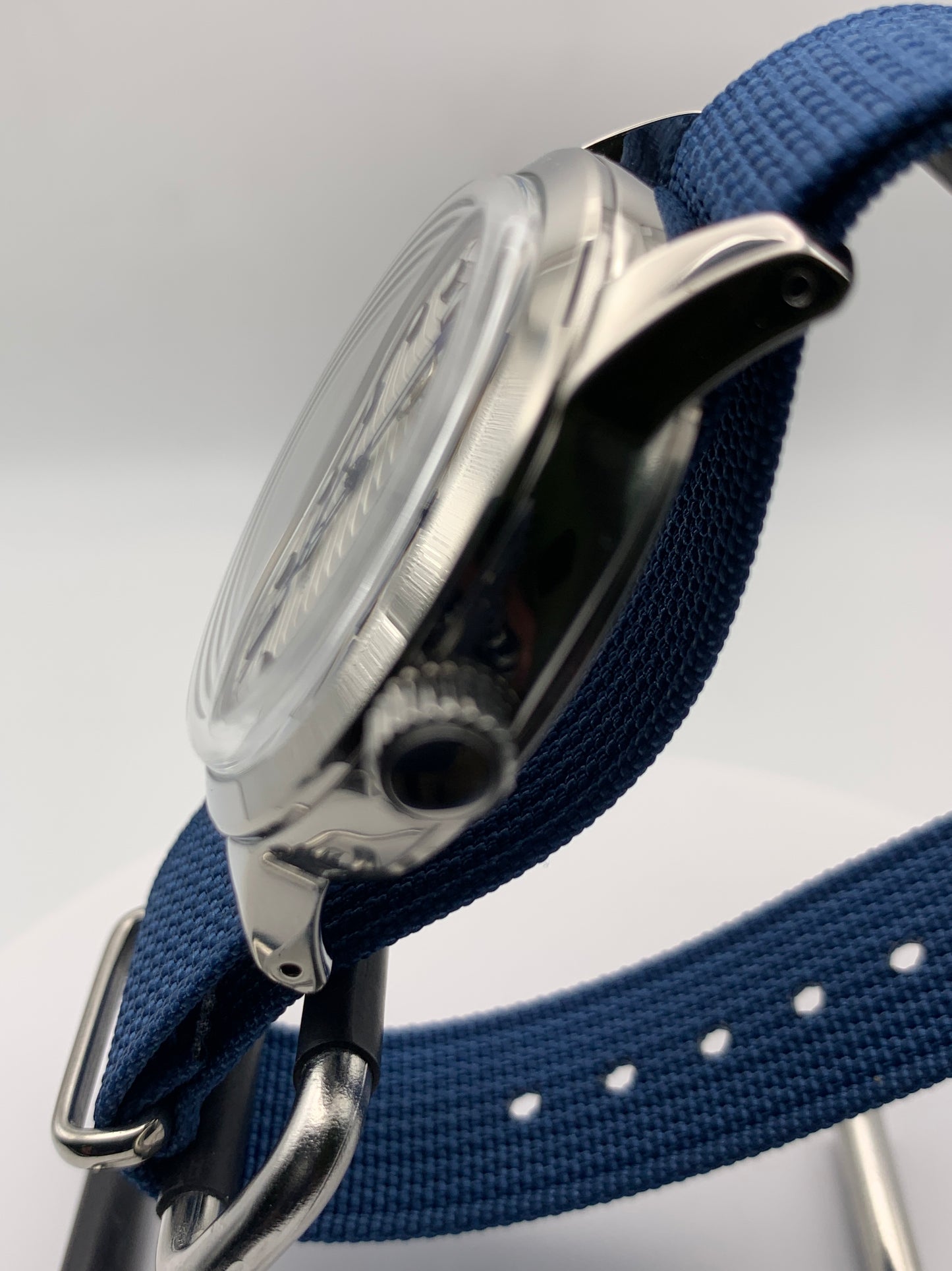 The Yankee 1.2 - Blue, silver and white livery. 39mm stainless steel case. K-1 mineral crystal with AR. NH35 automatic.