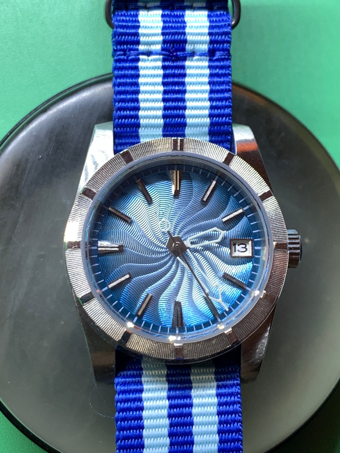 Gyre. 36mm ‘Engine Turned’ stainless steel case. Sapphire crystal. Seiko NH35.