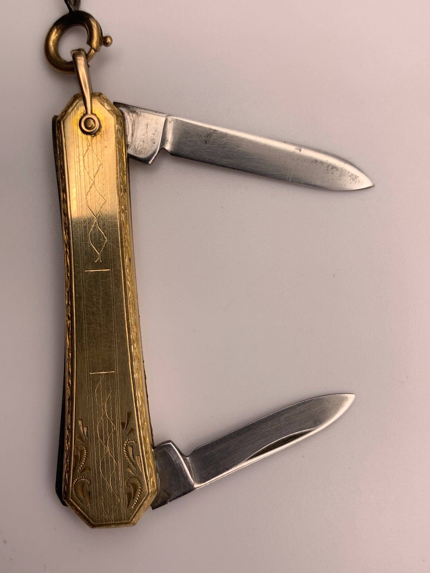 Pencron 44mm Swiss pocket watch. Unitas 6325 hand winding movement. Acrylic dome. Period correct chain and pocket knife.