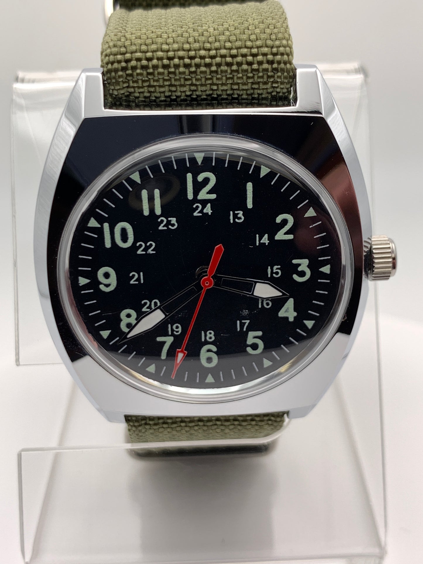 Neo Vintage 36mm field watch. NOS Gruen case. Miyota 2039 quartz.