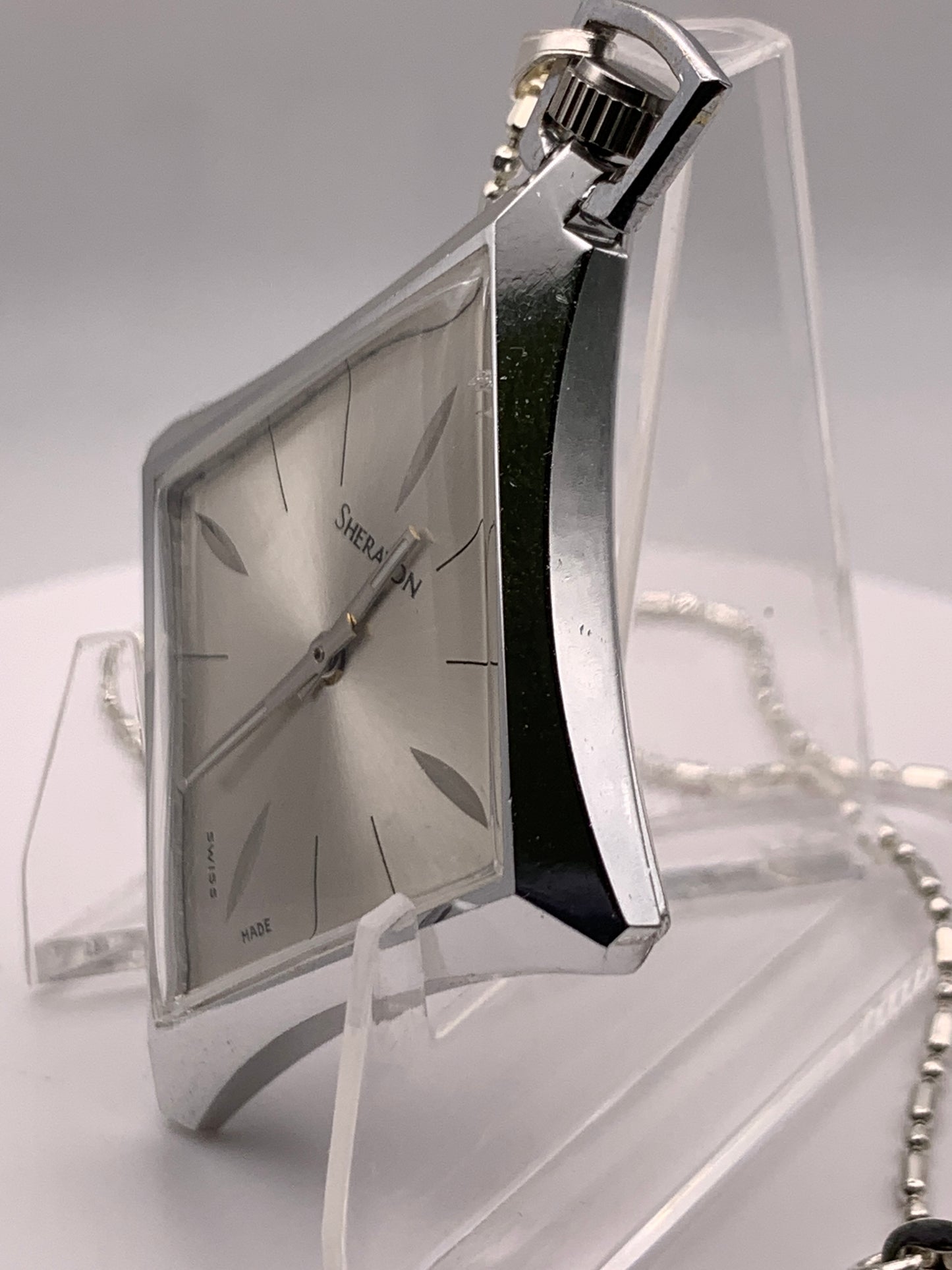 In The Rough. Necklace watch. Domed acrylic crystal. Miyota Super 2035 quartz movement.
