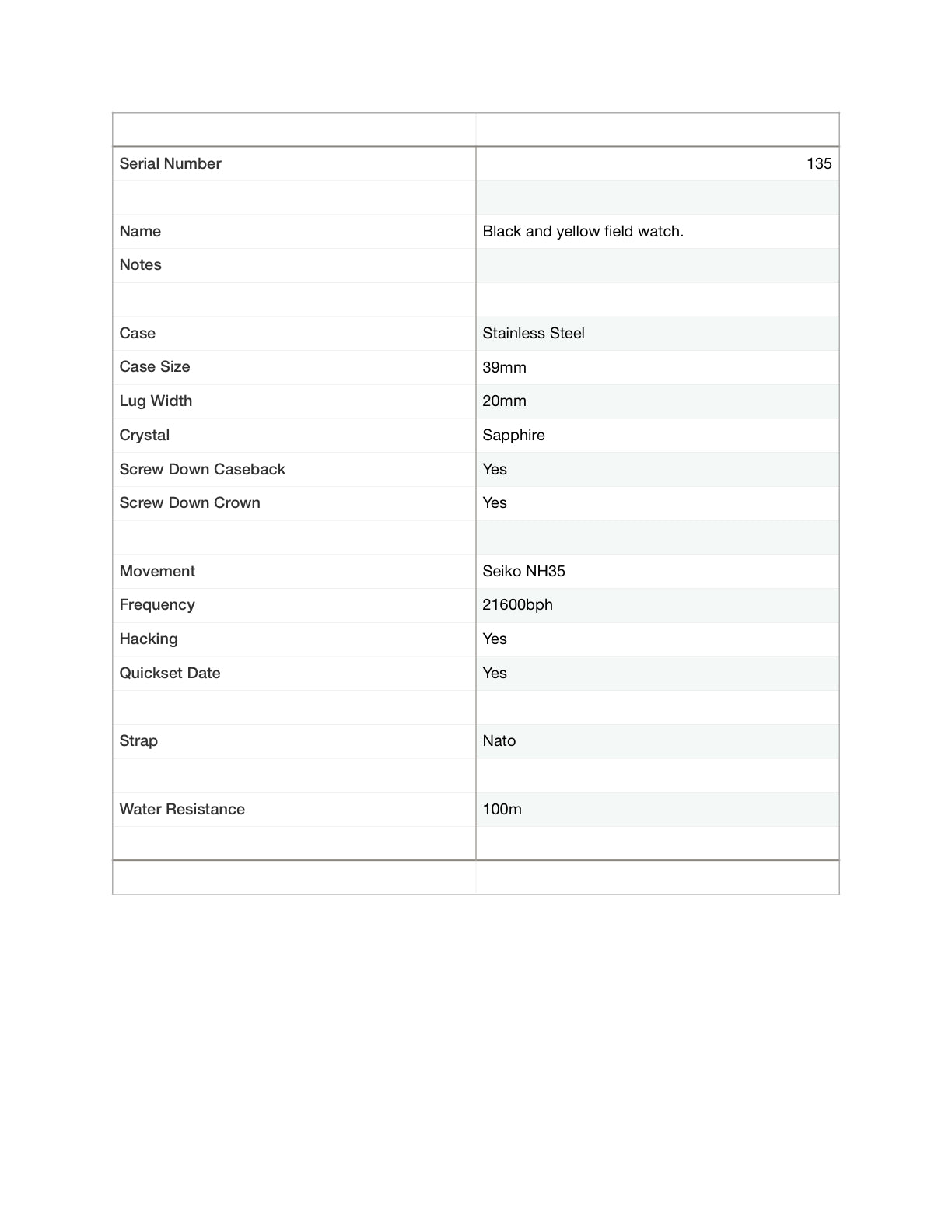 Black and yellow 39mm field watch.