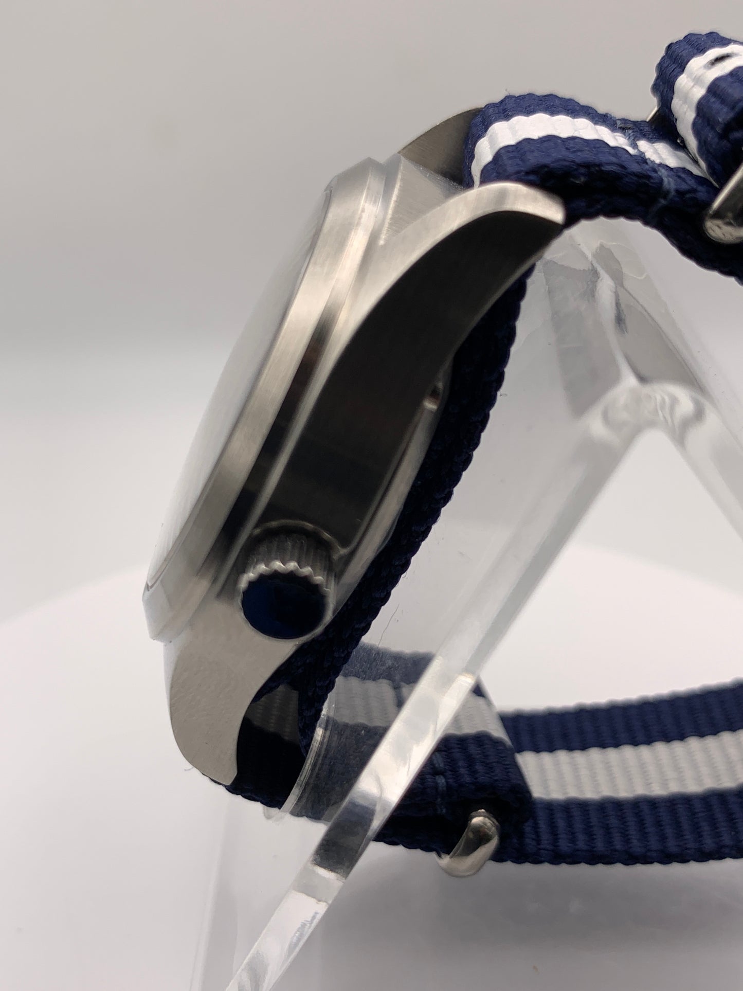 Cloth & Steel. 38mm brushed stainless steel. Ornate dial. Sapphire crystal. Seiko NH38