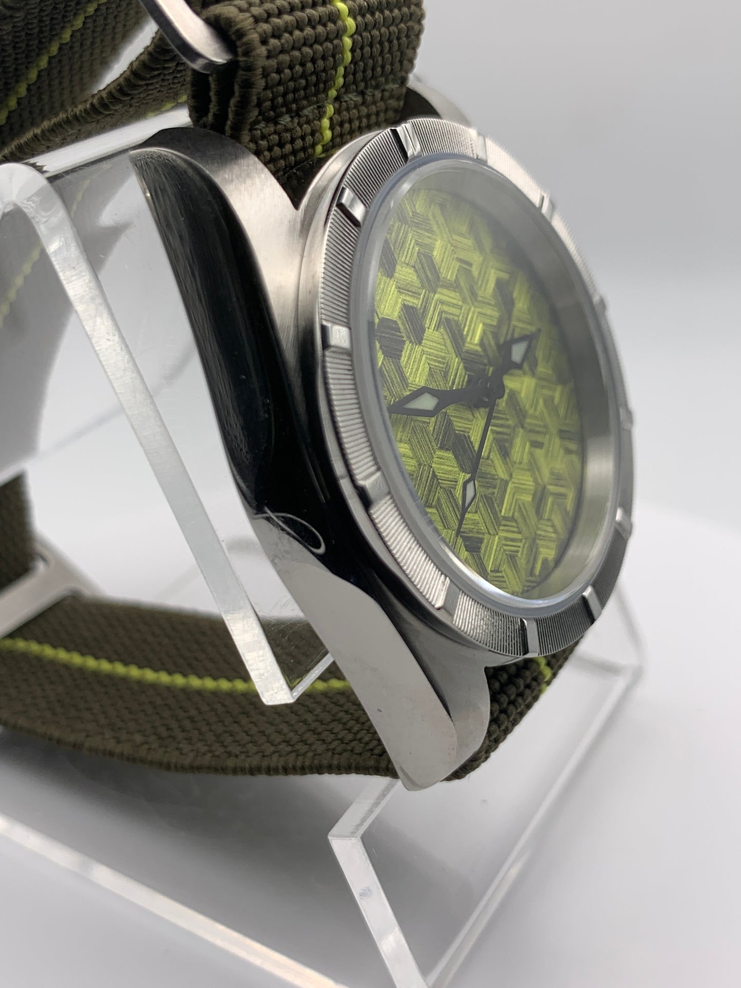 Moss Man. 38mm Engine turned stainless steel case. Sapphire crystal. Seiko NH38.