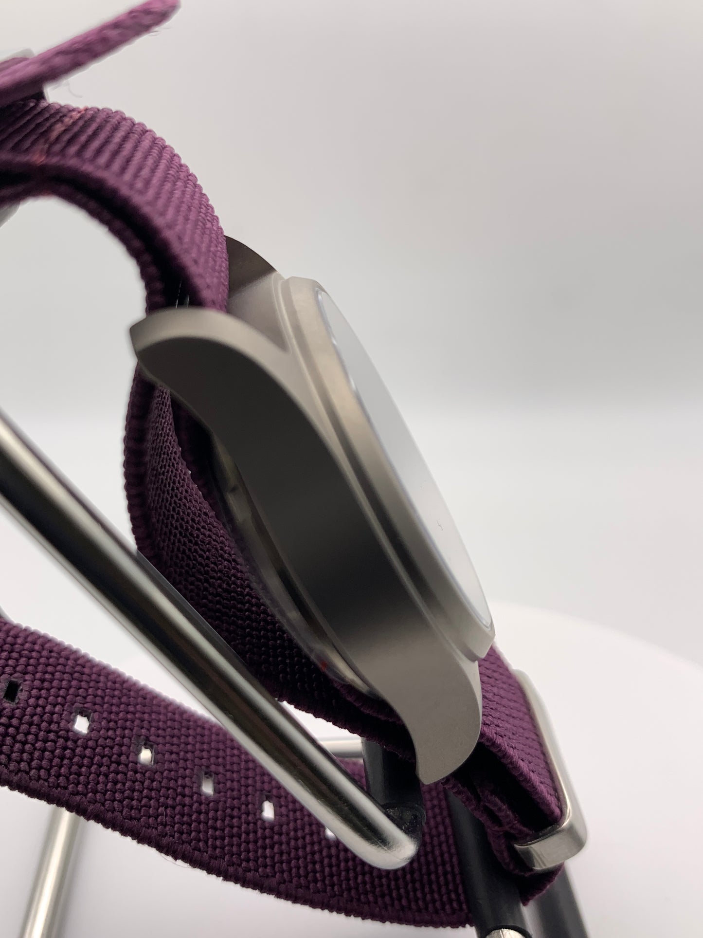 Larkspur 1.1 - 36mm Titanium field watch. Purple MOP dial. Seiko NH35.