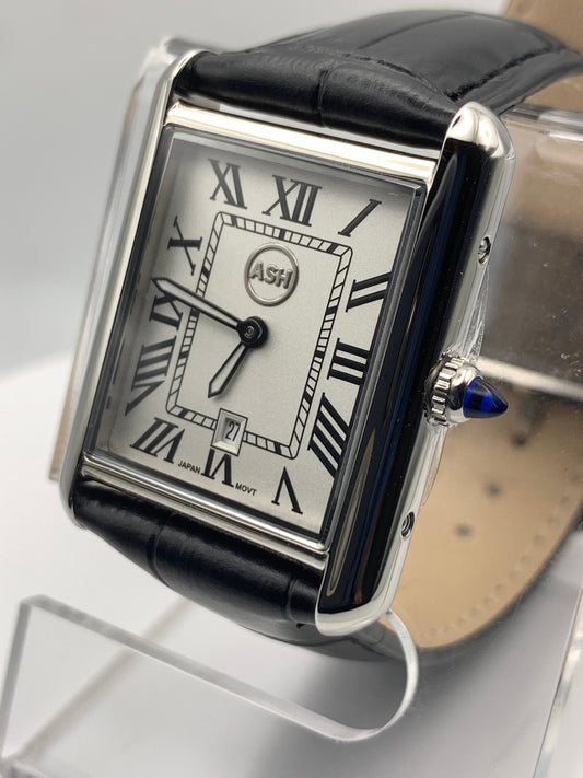 Well Rounded. 26mm stainless steel case. 34mm lug to lug. 8.7mm thick. Seiko VJ24 quartz movement.