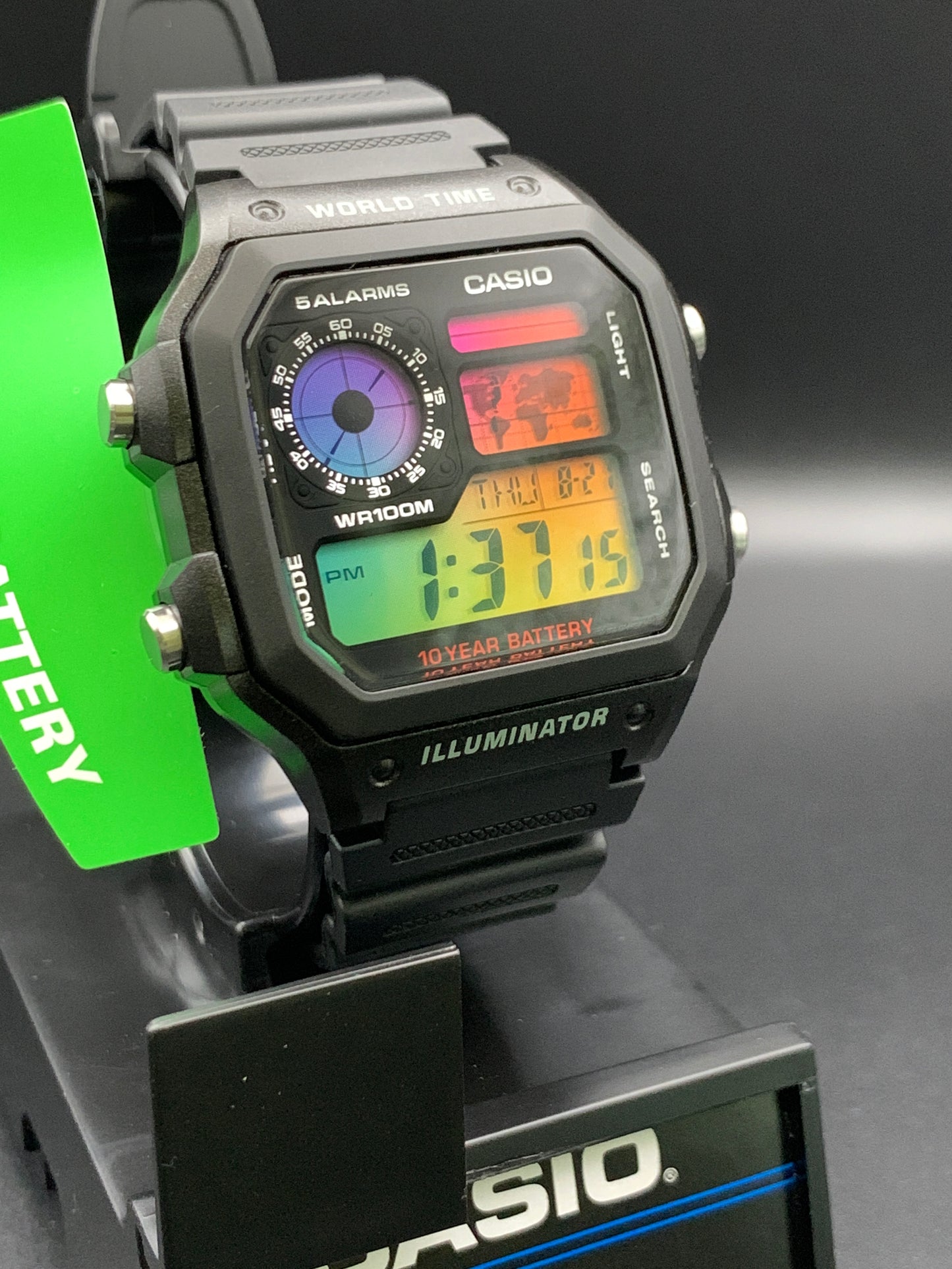 Fish and Chips. Casio AE1200 with rainbow filter and hydromod.