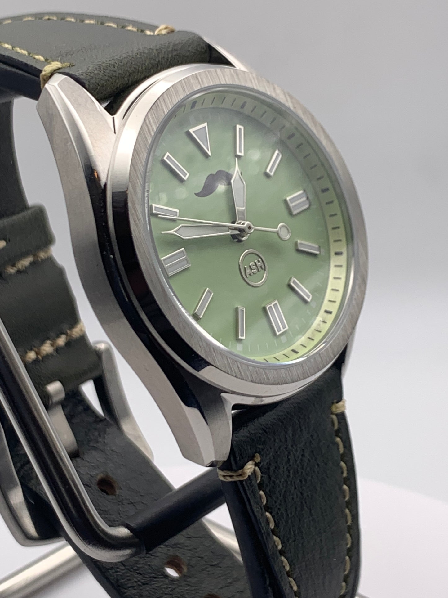 Mustachio. 38mm Stainless steel.  Sapphire crystal with AR. Seiko NH38.