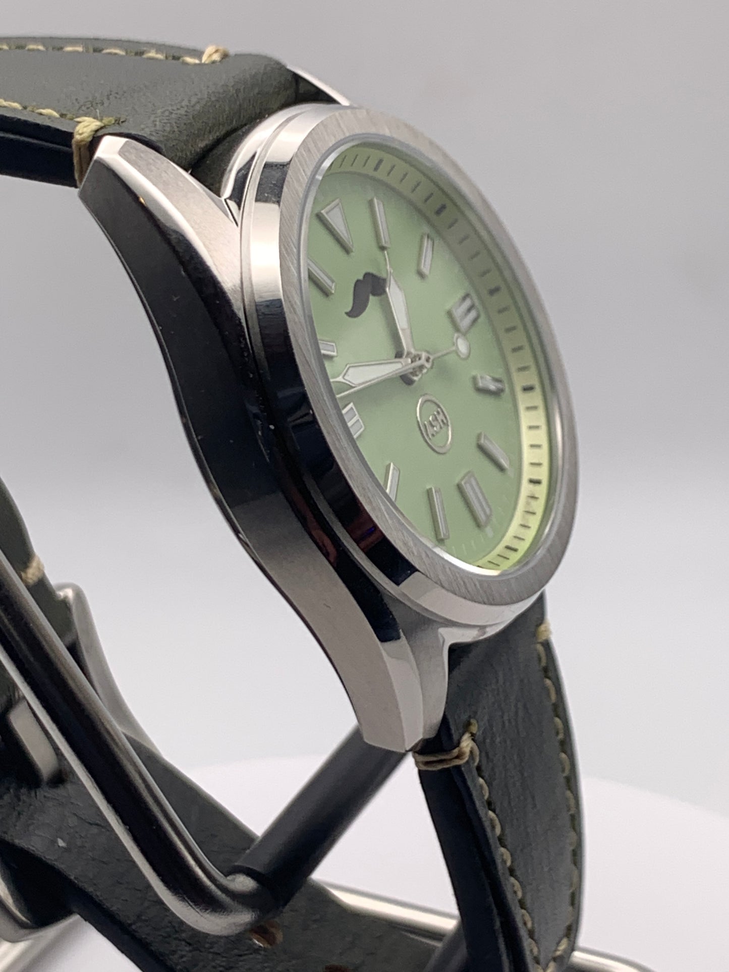 Mustachio. 38mm Stainless steel.  Sapphire crystal with AR. Seiko NH38.