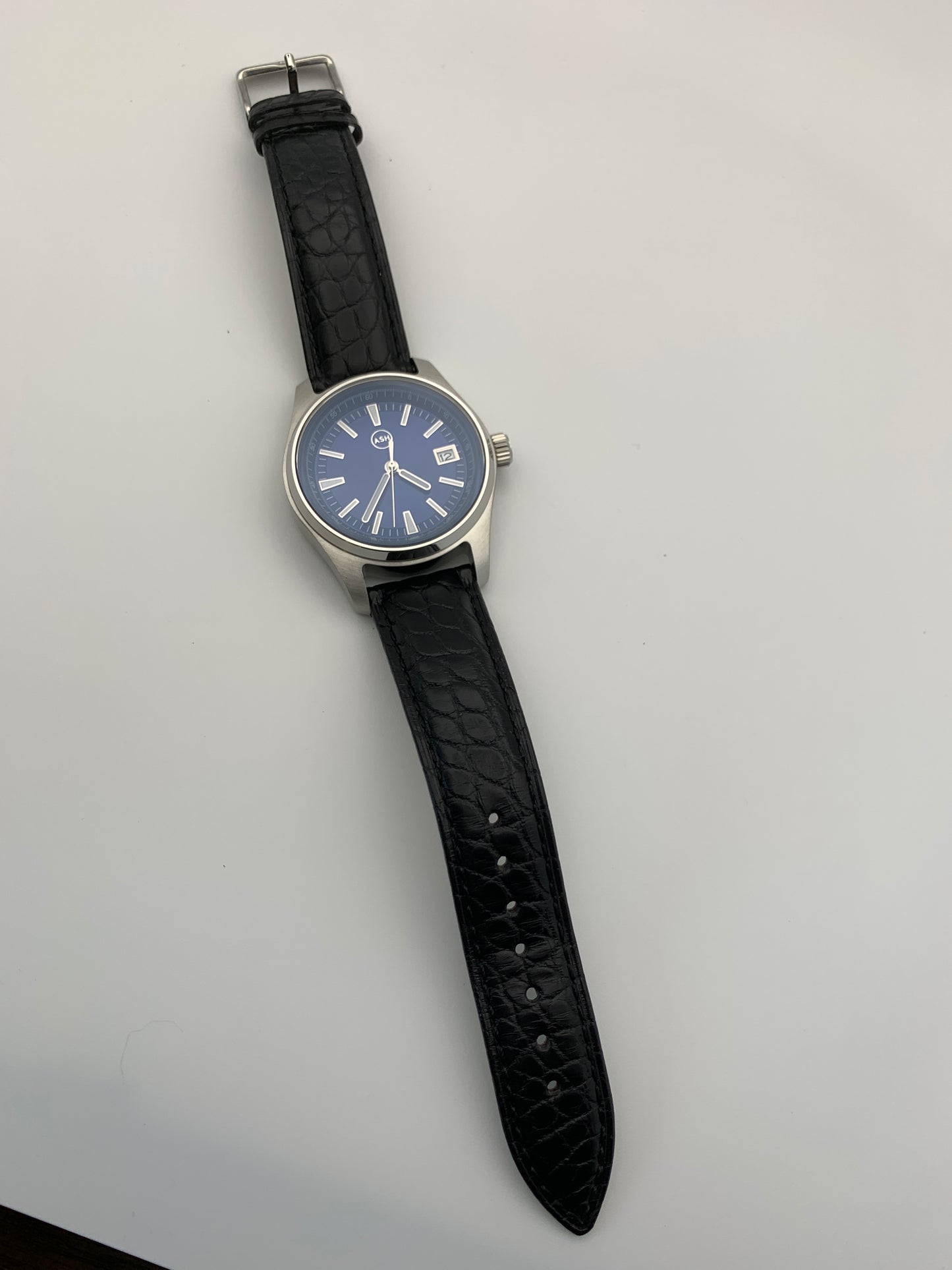 Custom Automatic Blue Sunburst Overseas Inspired Seiko Wristwatch