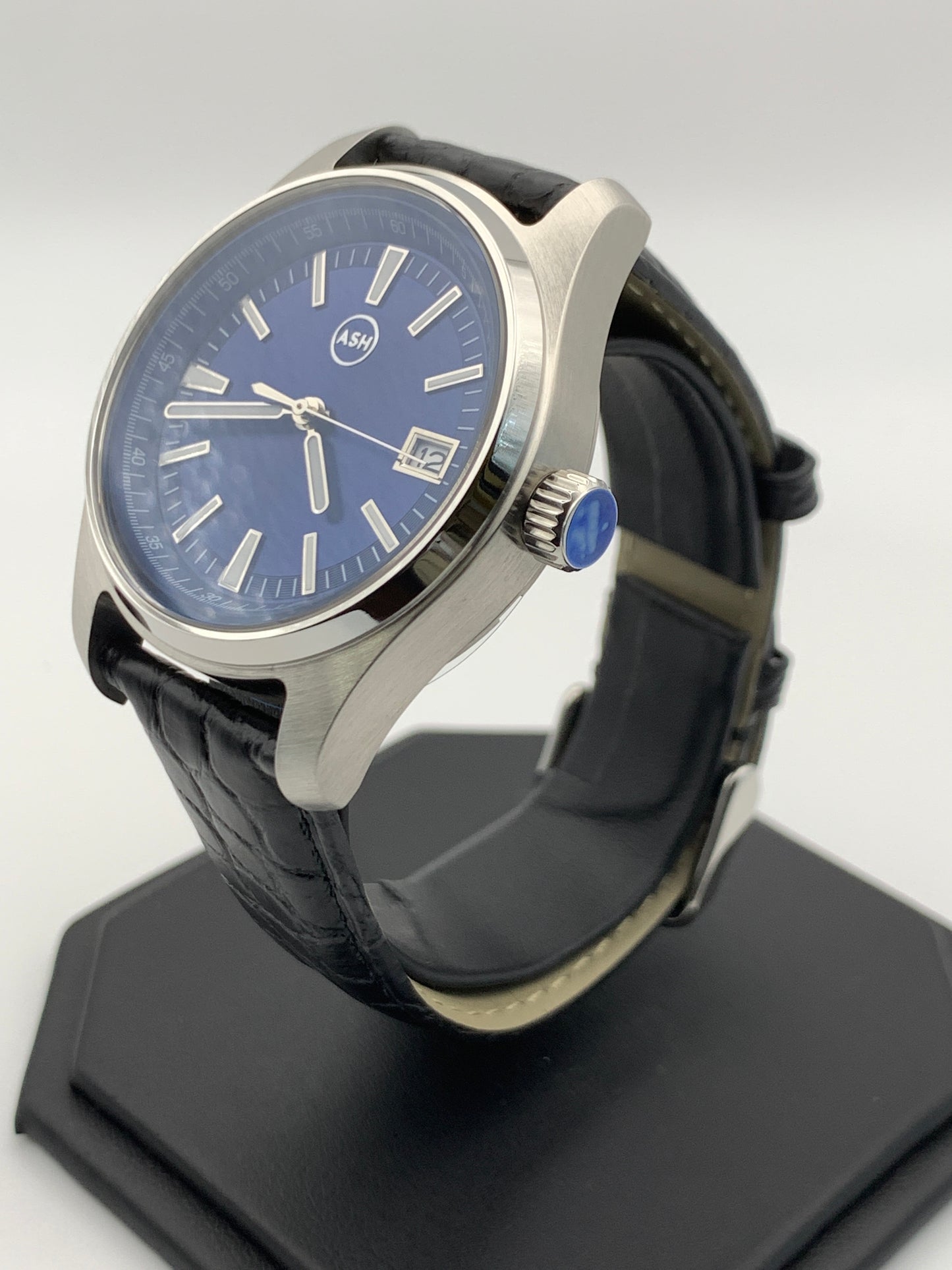 Custom Automatic Blue Sunburst Overseas Inspired Seiko Wristwatch