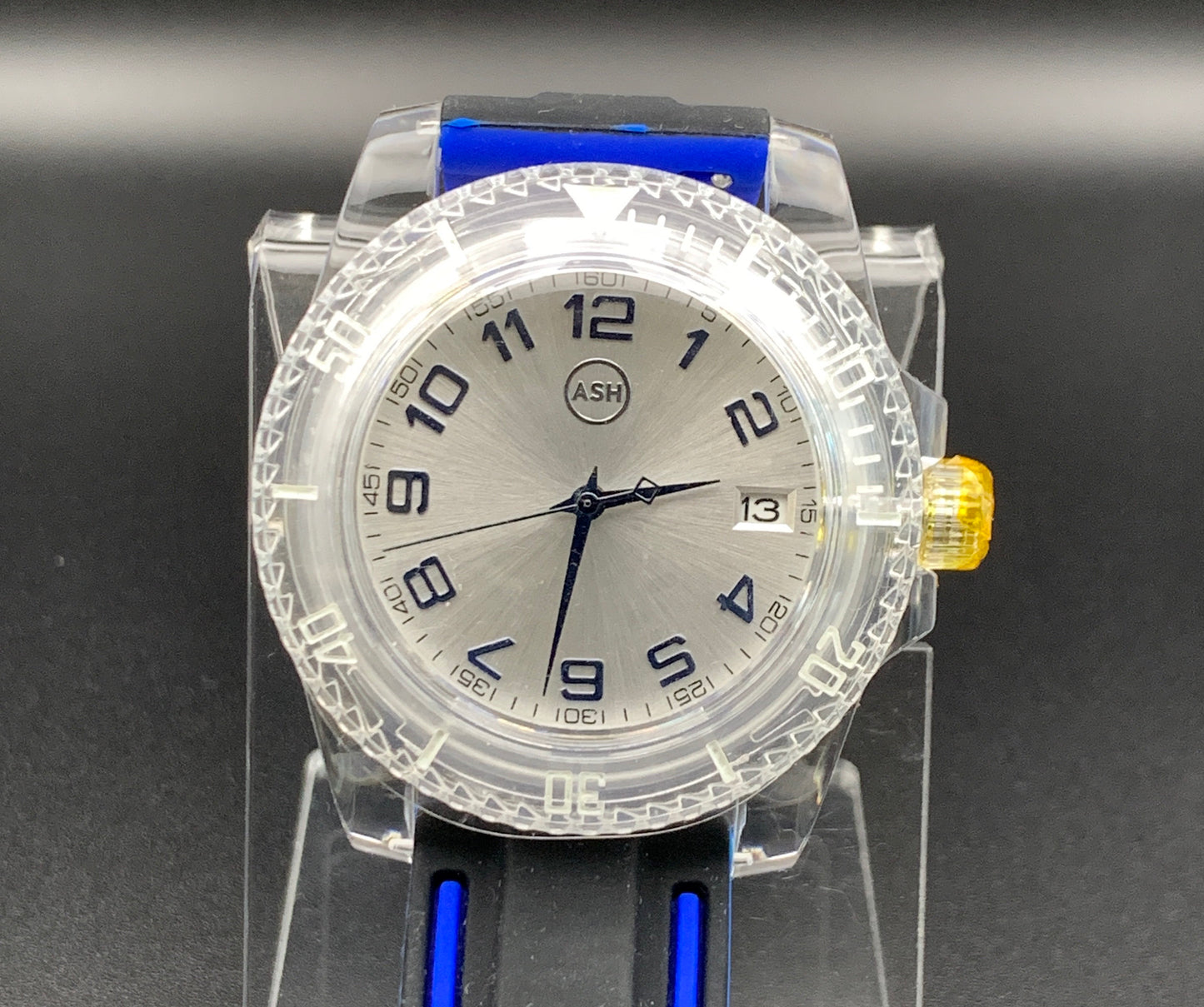 Acrylic transparent Seiko NH35 wristwatch.