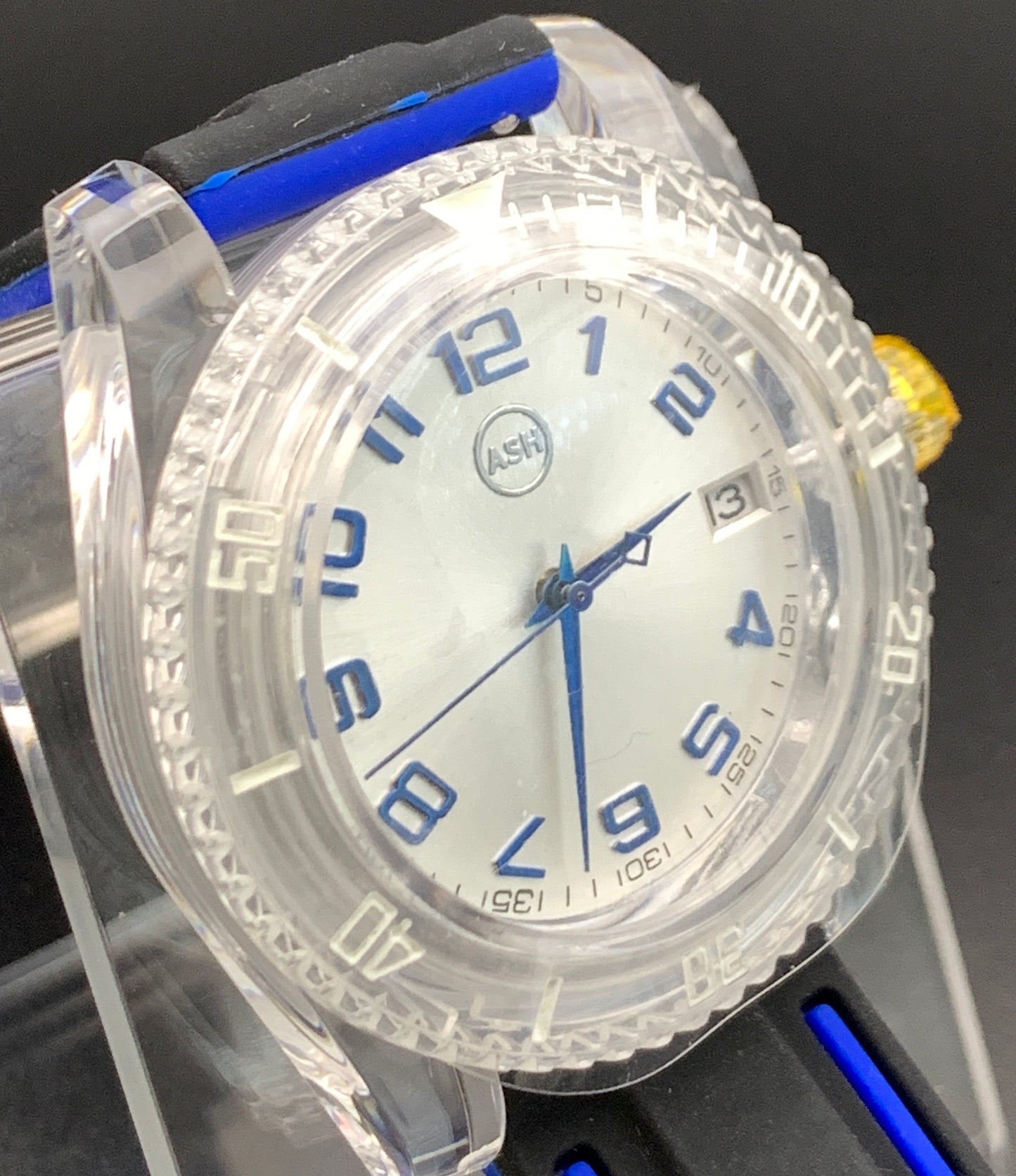 Acrylic transparent Seiko NH35 wristwatch.