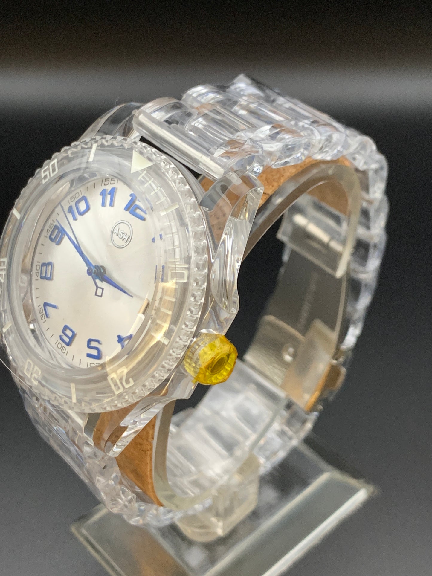 Acrylic transparent Seiko NH35 wristwatch.