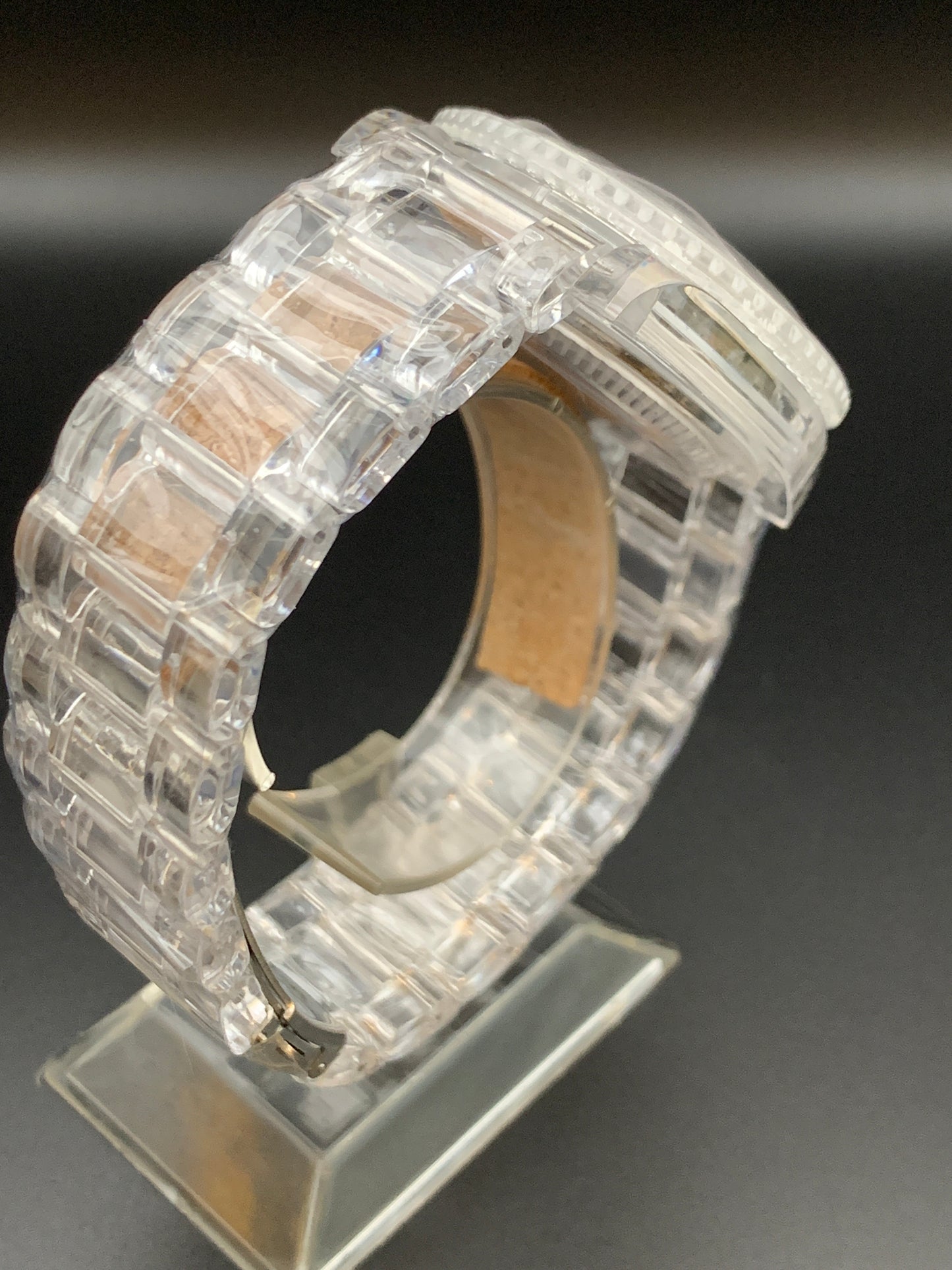 Acrylic transparent Seiko NH35 wristwatch.