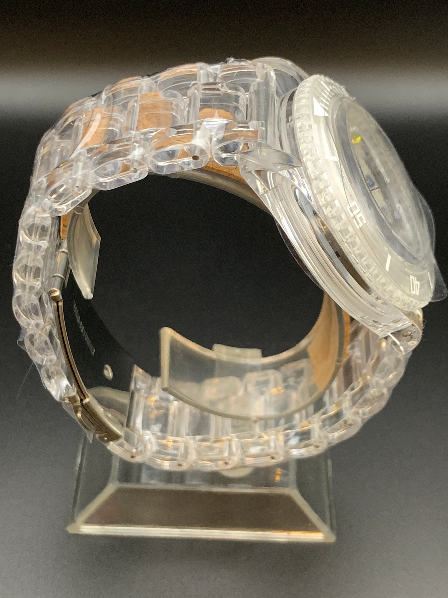 Acrylic transparent Seiko NH35 wristwatch.