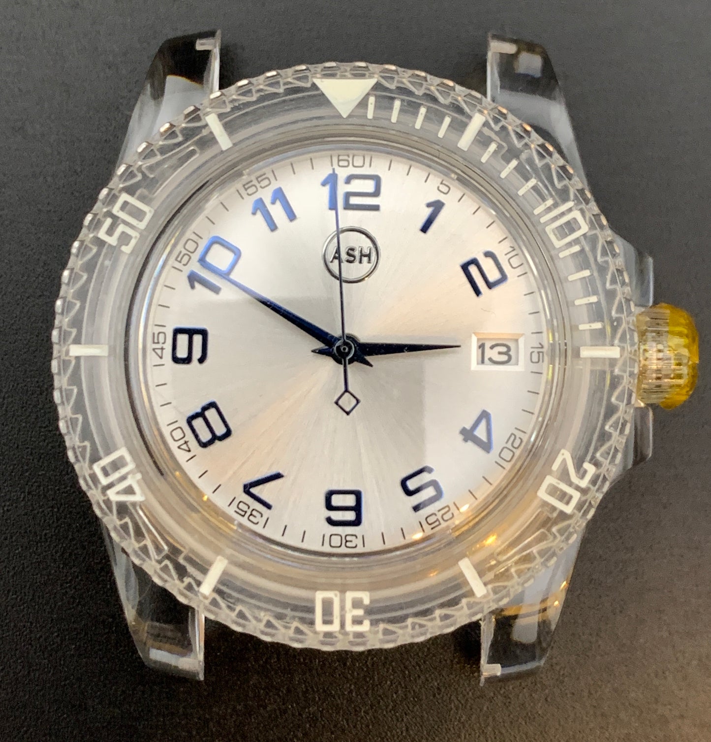 Acrylic transparent Seiko NH35 wristwatch.