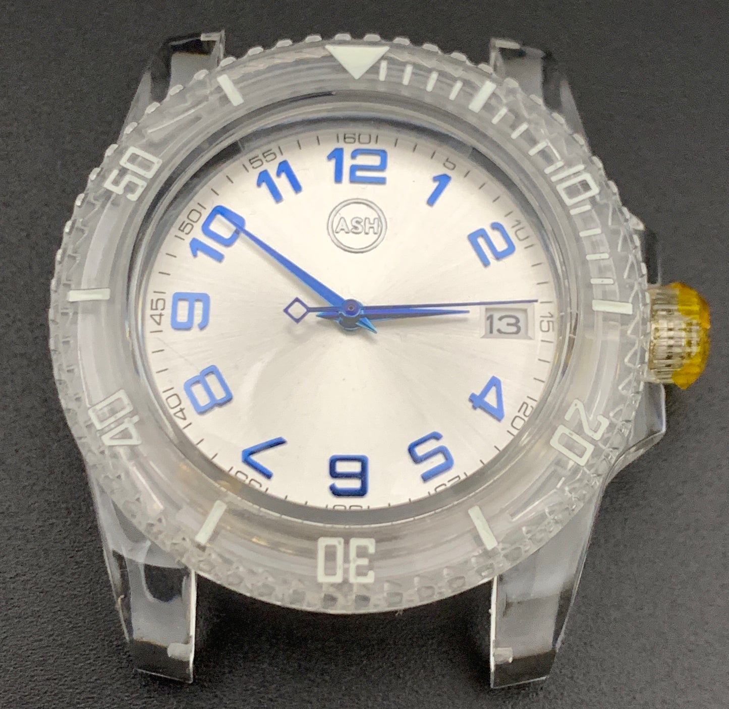 Acrylic transparent Seiko NH35 wristwatch.