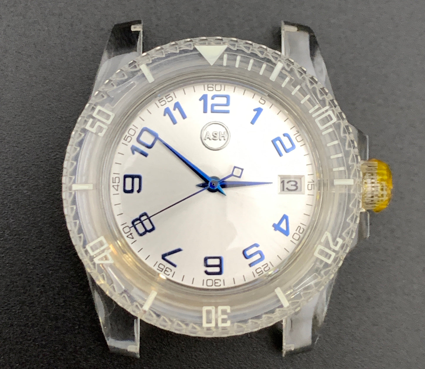 Acrylic transparent Seiko NH35 wristwatch.