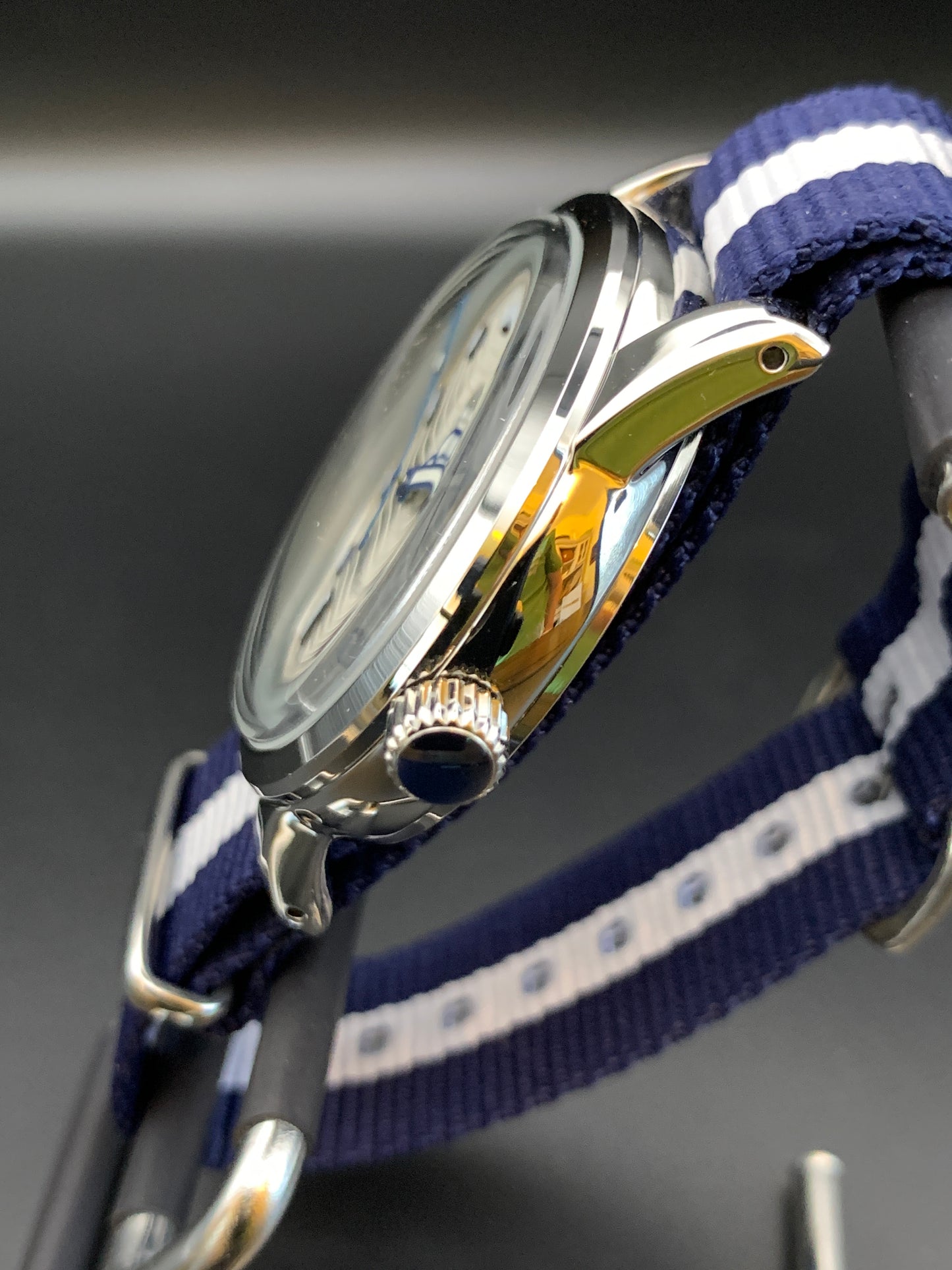 Blue, Silver, White. NY Yankees Colors wristwatch. Seiko NH35 Automatic.