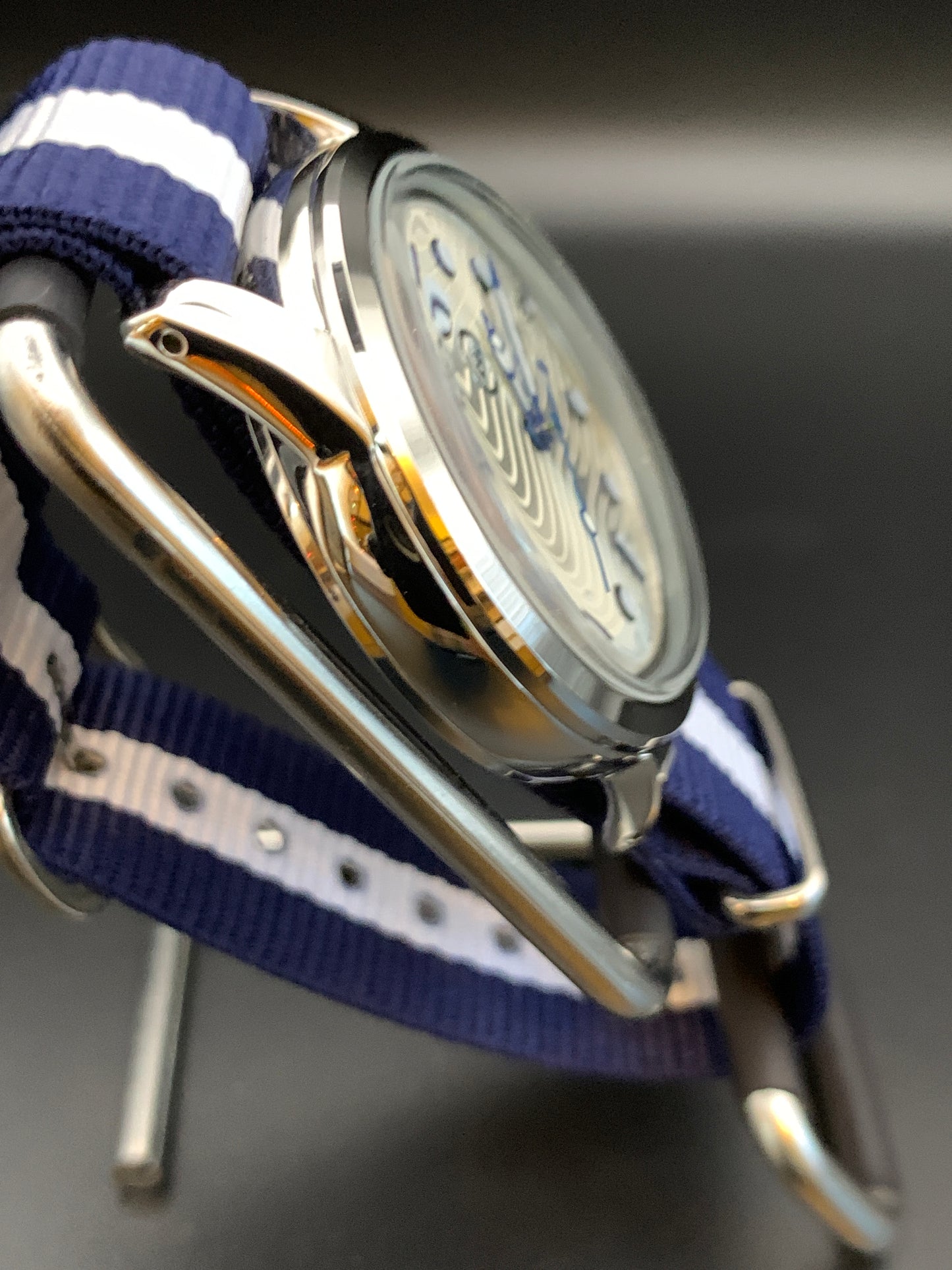 Blue, Silver, White. NY Yankees Colors wristwatch. Seiko NH35 Automatic.