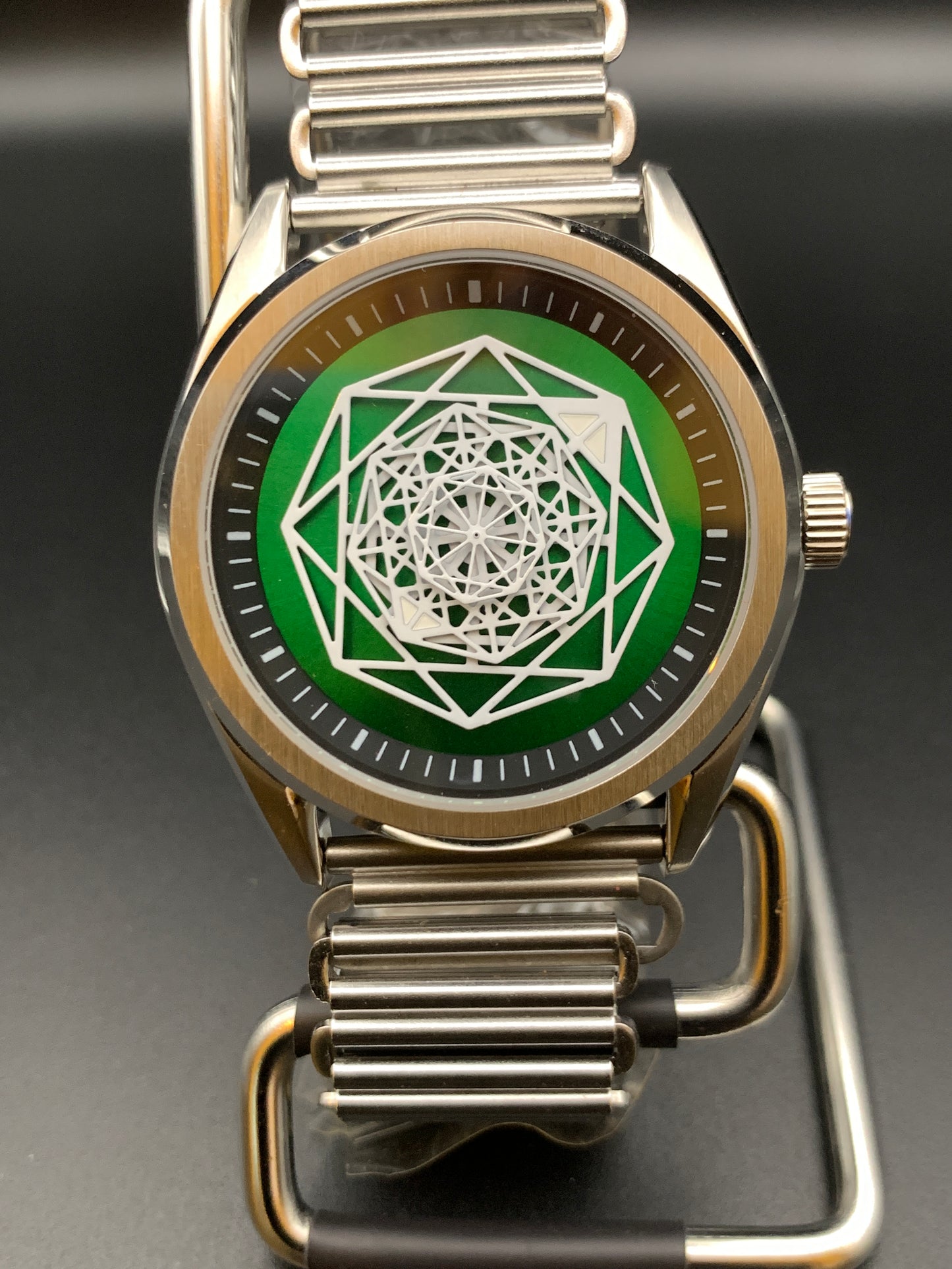 Snowflake Over Green Sunray Dial. Seiko NH38 Automatic