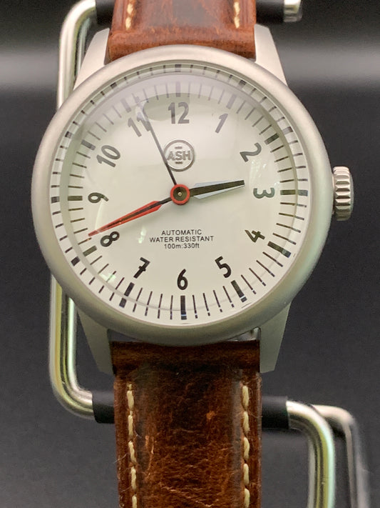 36mm Brushed Field Watch. White Dial. Seiko NH38 Automatic.
