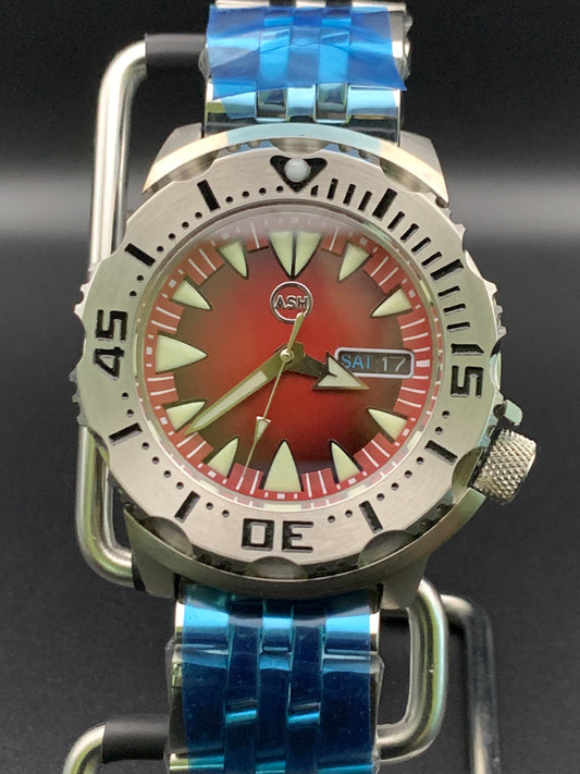 Vicious Monster Wristwatch. Seiko NH36 Automatic. Polished Bracelet.