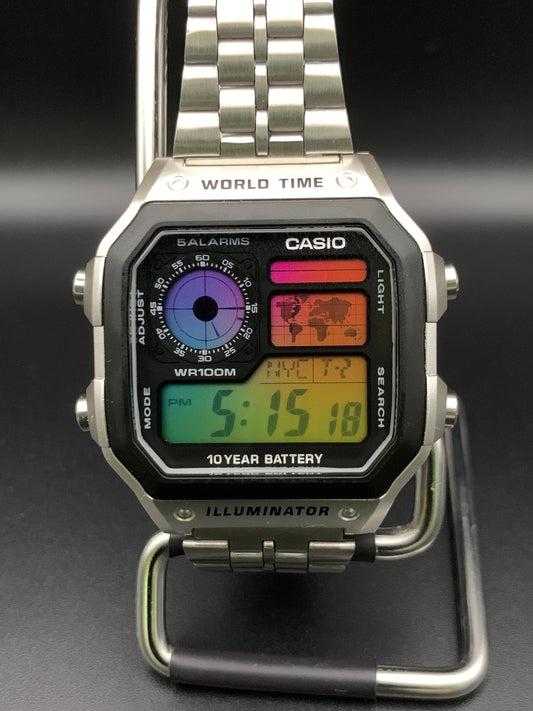New Casio AE-1200. Rainbow filter and HydroMod. Retro bracelet.