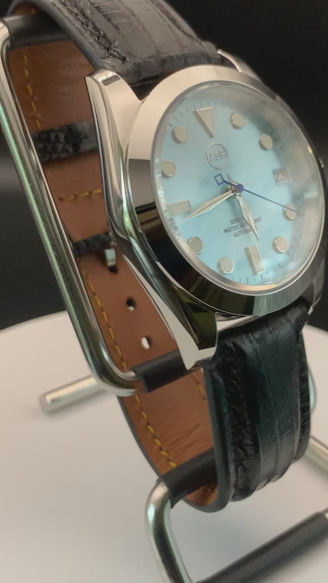 36mm Light blue sunray sport watch. – Ash's Watches