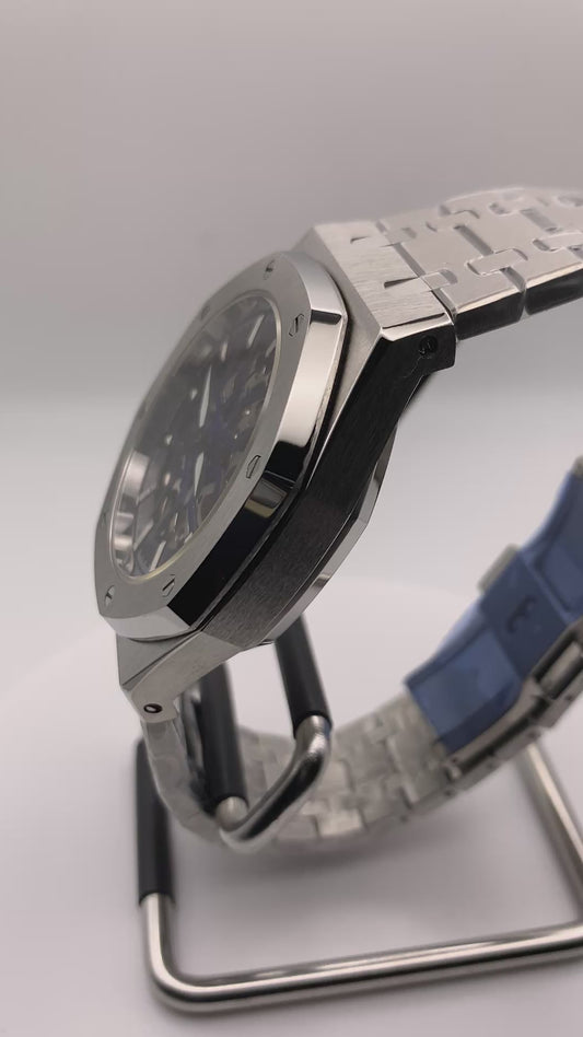 Acorn Lager. 41mm Stainless steel case. Skeleton dial. Seiko NH70 skeleton movement.
